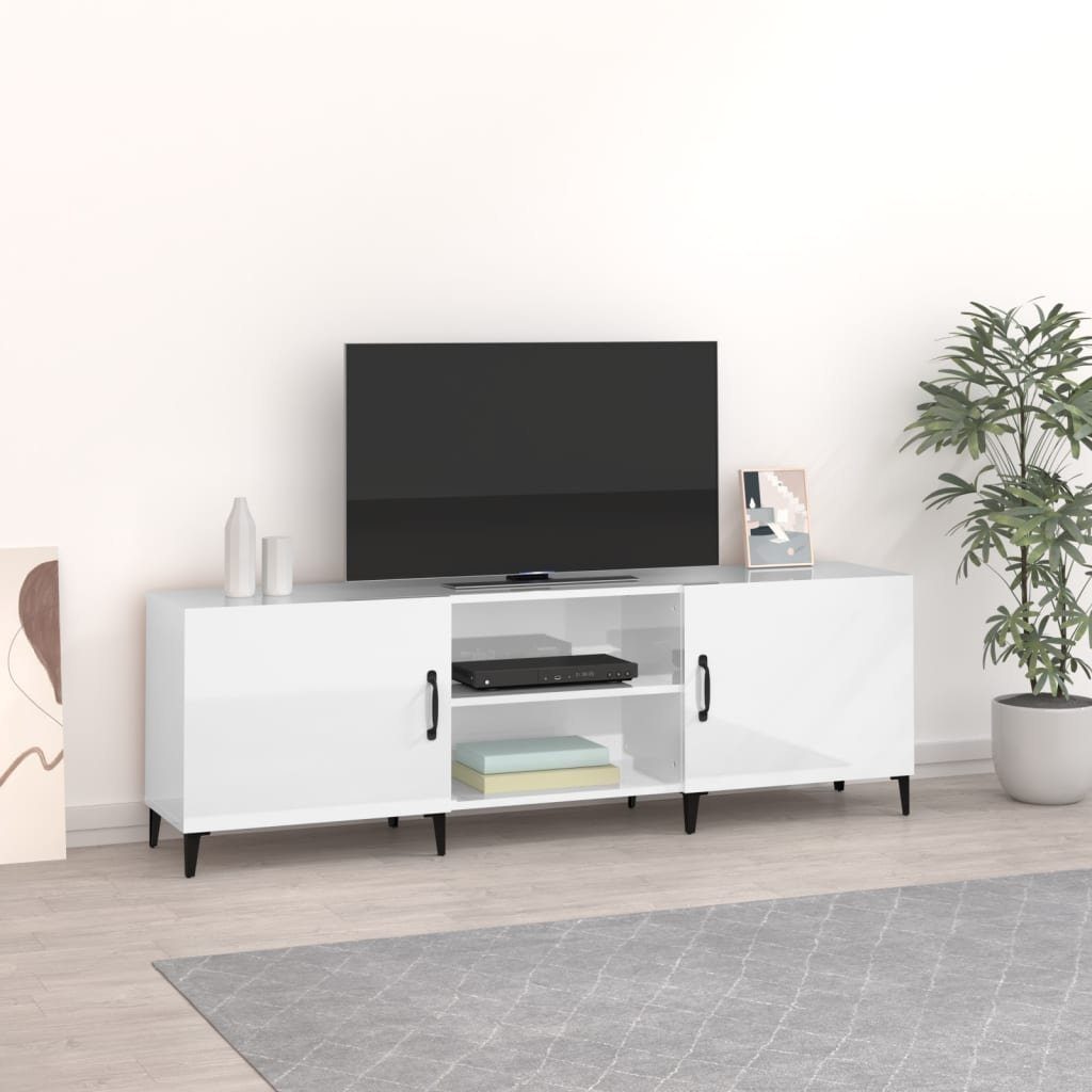 Hochglanz-Weiß Holzwerkstoff 150x30x50 furnicato TV-Schrank cm