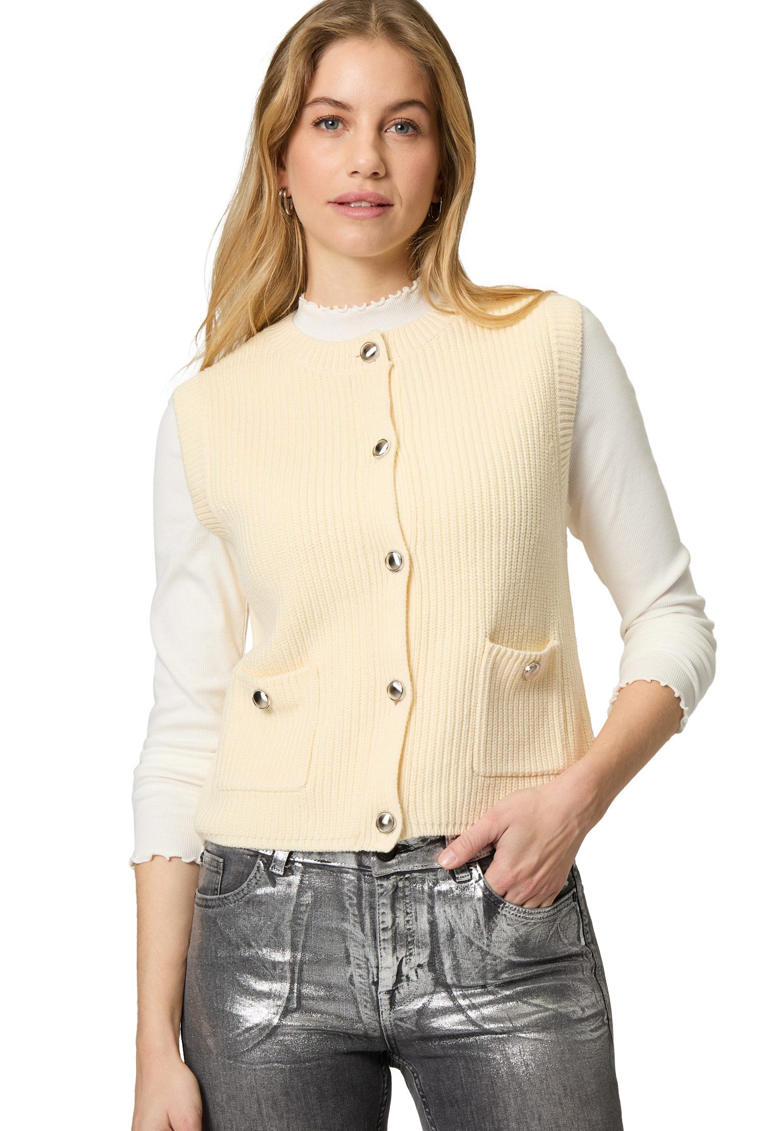 Strickpullover zero Strickweste mit Knopfleiste