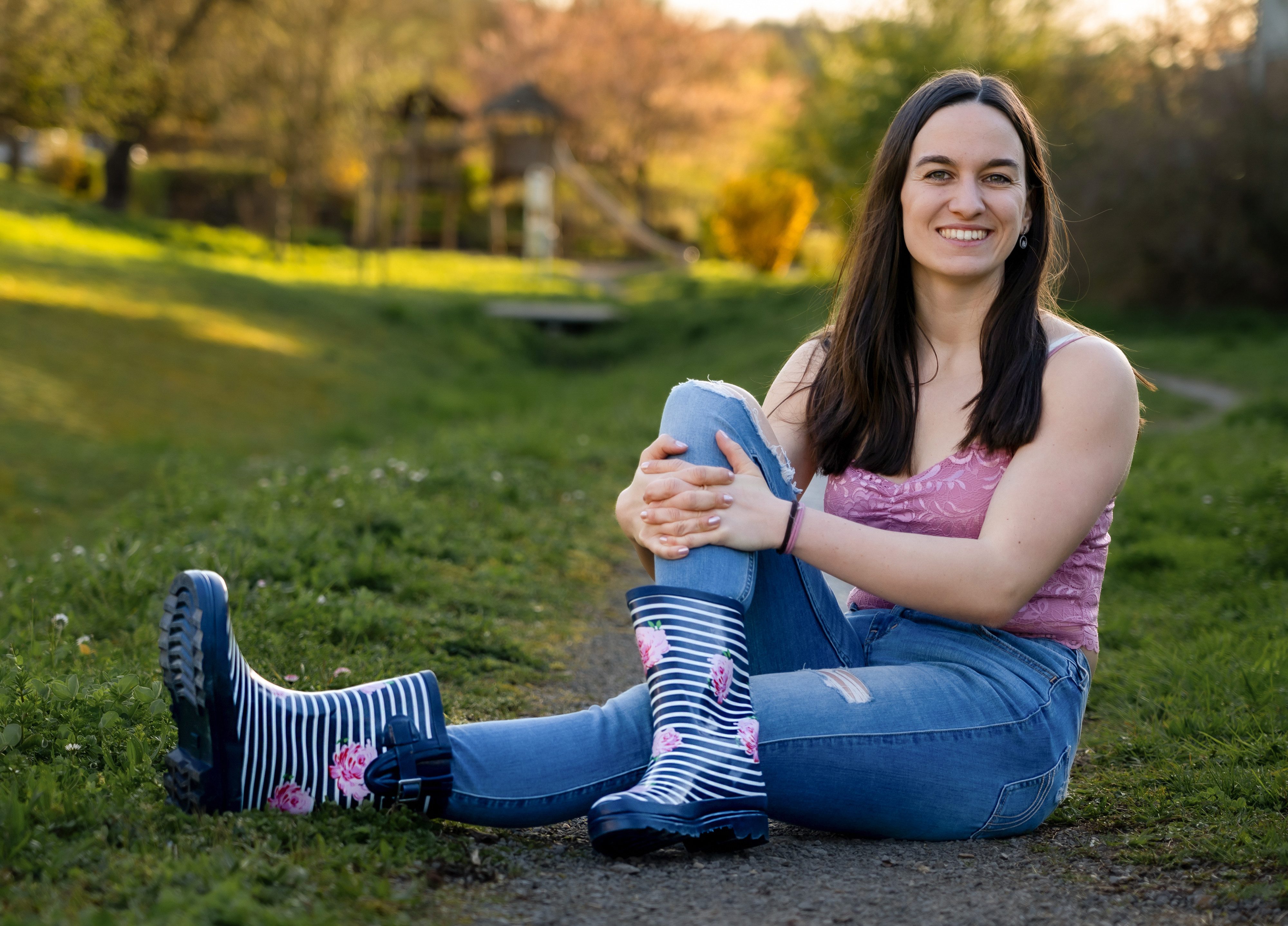 Beck Damen Gummistiefel Stripes Gummistiefel (wasserdichte, weitenverstellbare Stiefel, für trockene Füße bei Regenwetter) herausnehmbare Innensohle, weicher robuster Naturkautschuk