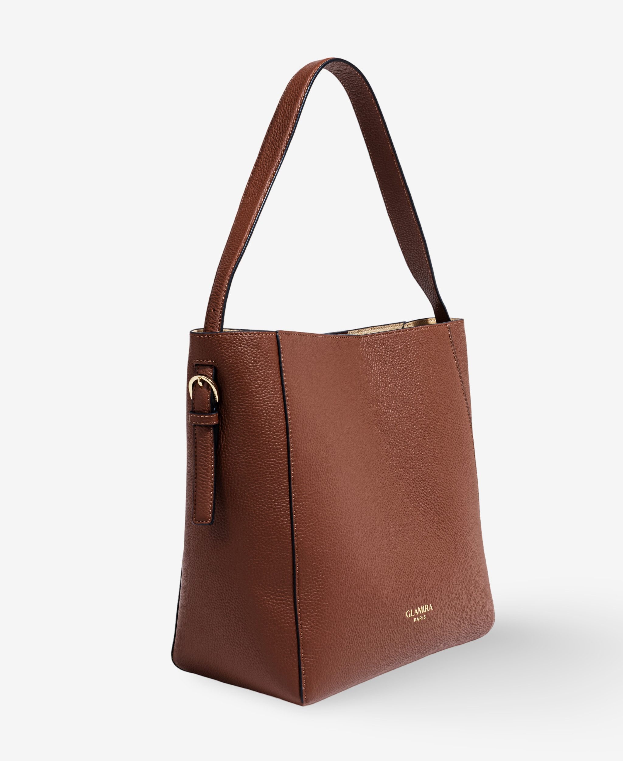GLAMIRA Schultertasche Lysandra Braune Schultertasche (Set, 2-tlg., mit Geldbörse), echt Leder