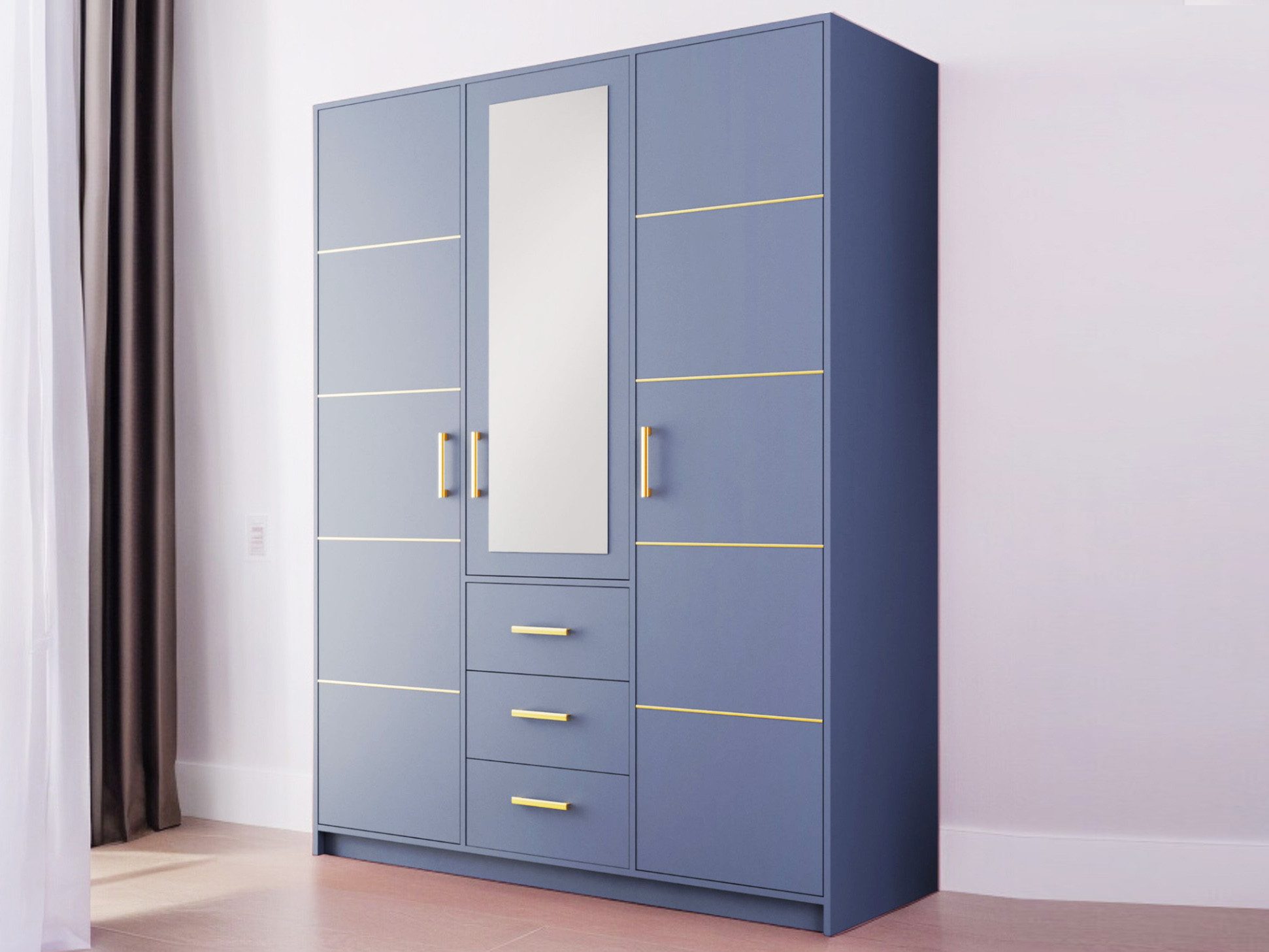 Compleo Kleiderschrank mit goldfarbenen Elementen und günstig online kaufen