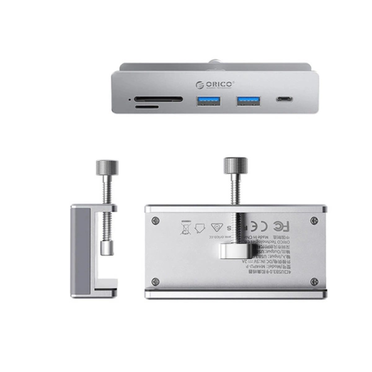 ORICO USB-Verteiler MH5PC Hub Klemmmontage USB-C / 2x USB-A 3.2 + 1x USB-C 3.2 + 1x SD&TF (Einzelgerät, Einzelgerät), Aluminiumgehäuse, bis zu 10 Gbit/s, Multisystemkompatibel