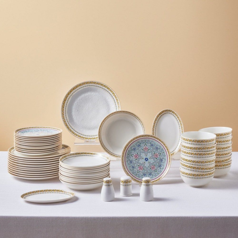 Karaca Frühstücks-Geschirrset Karaca Forever Bone Bondi, 53-teiliges Tafelservice für 12 Personen