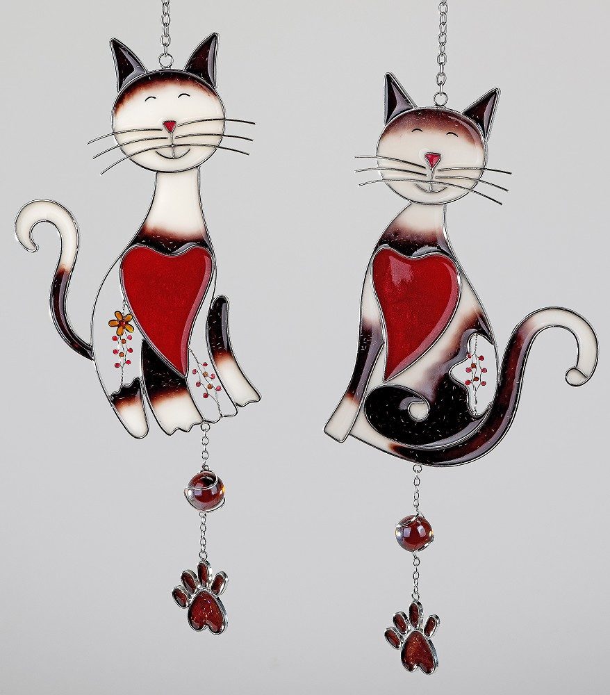 formano Hängedekoration Tiffany Art, Farbe: Mehrfarbig, Motiv: Katze günstig online kaufen
