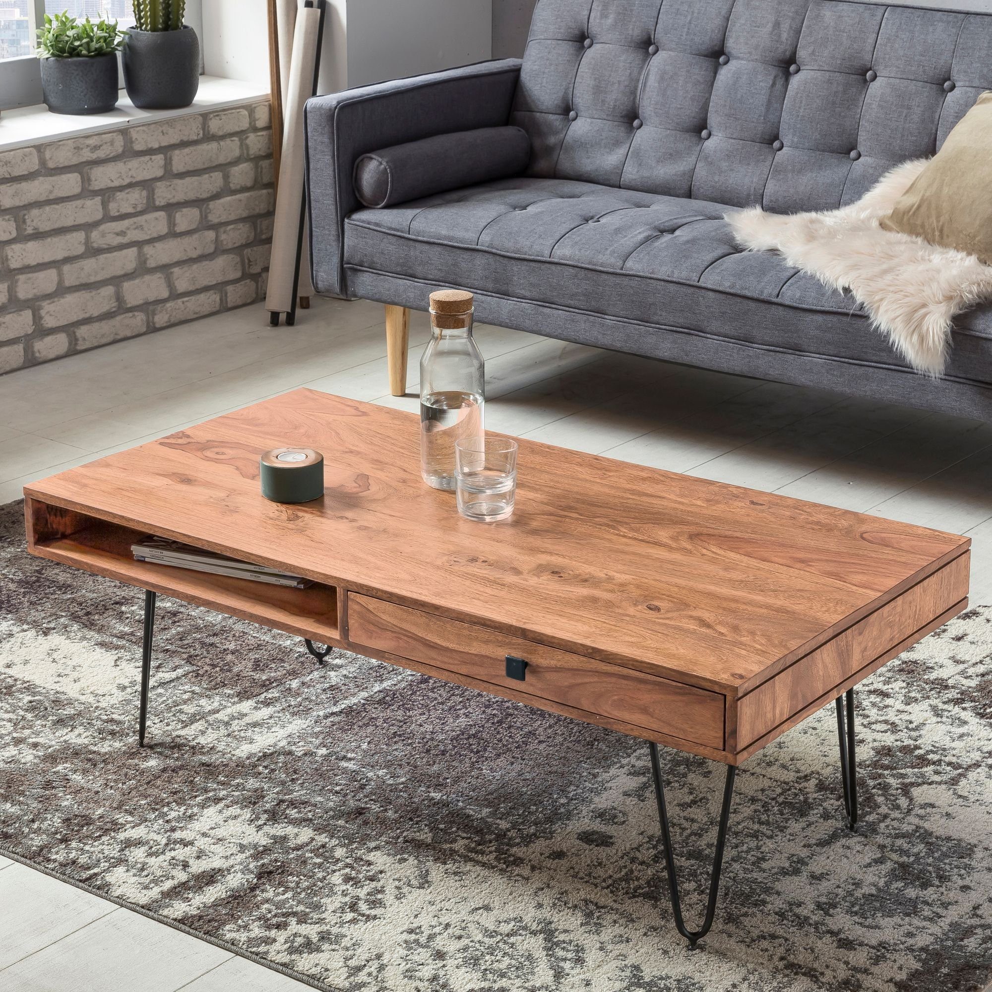 FINEBUY Couchtisch »SuVa2465_1«, Couchtisch HARLEM Massiv ...