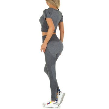 Ital-Design Sportanzug Damen Freizeit, Stretch Jogging- & Freizeitanzug in Grau