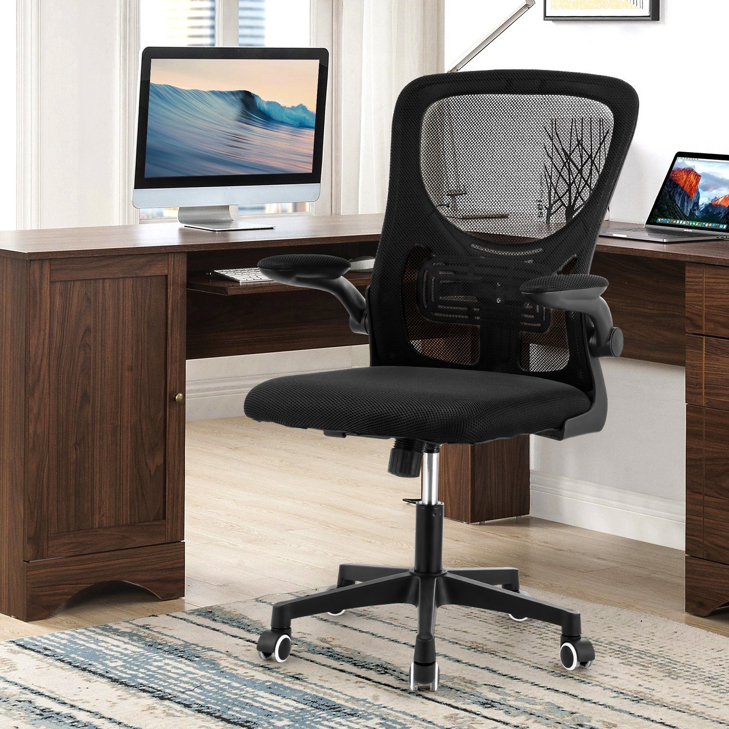 Bürostuhl Büro, Schreibtischstuhl bis iscooter atmungsaktiv, Netzbespannung, höhenverstellbarer Drehstuhl, Computerstuhl, belastbar 360° 130 Wippfunktion, kg mit
