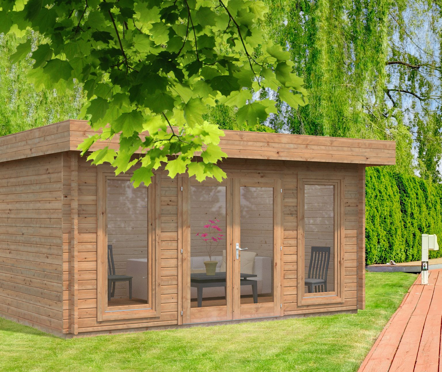 Palmako Gartenhaus Palmako Gartenhaus Bret, 44 mm, 502 x 422 x 254 cm, braun tauchimprägniert
