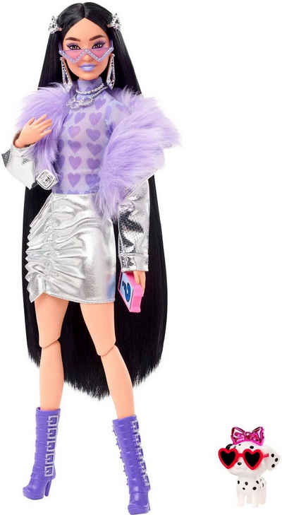 Barbie Anziehpuppe Extra mit lila Flausch-Kragen & Stiefel