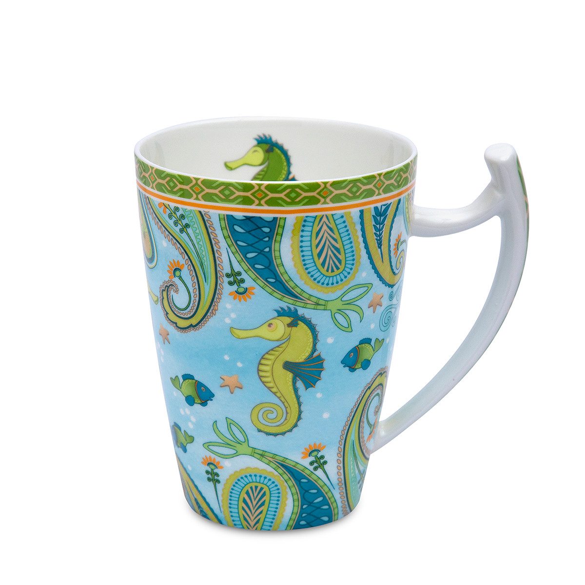TeaLogic Tasse Sieglinde Jumbobecher Seepferdchen Bone China Porzellan Volumen 0,5, 1-tlg.