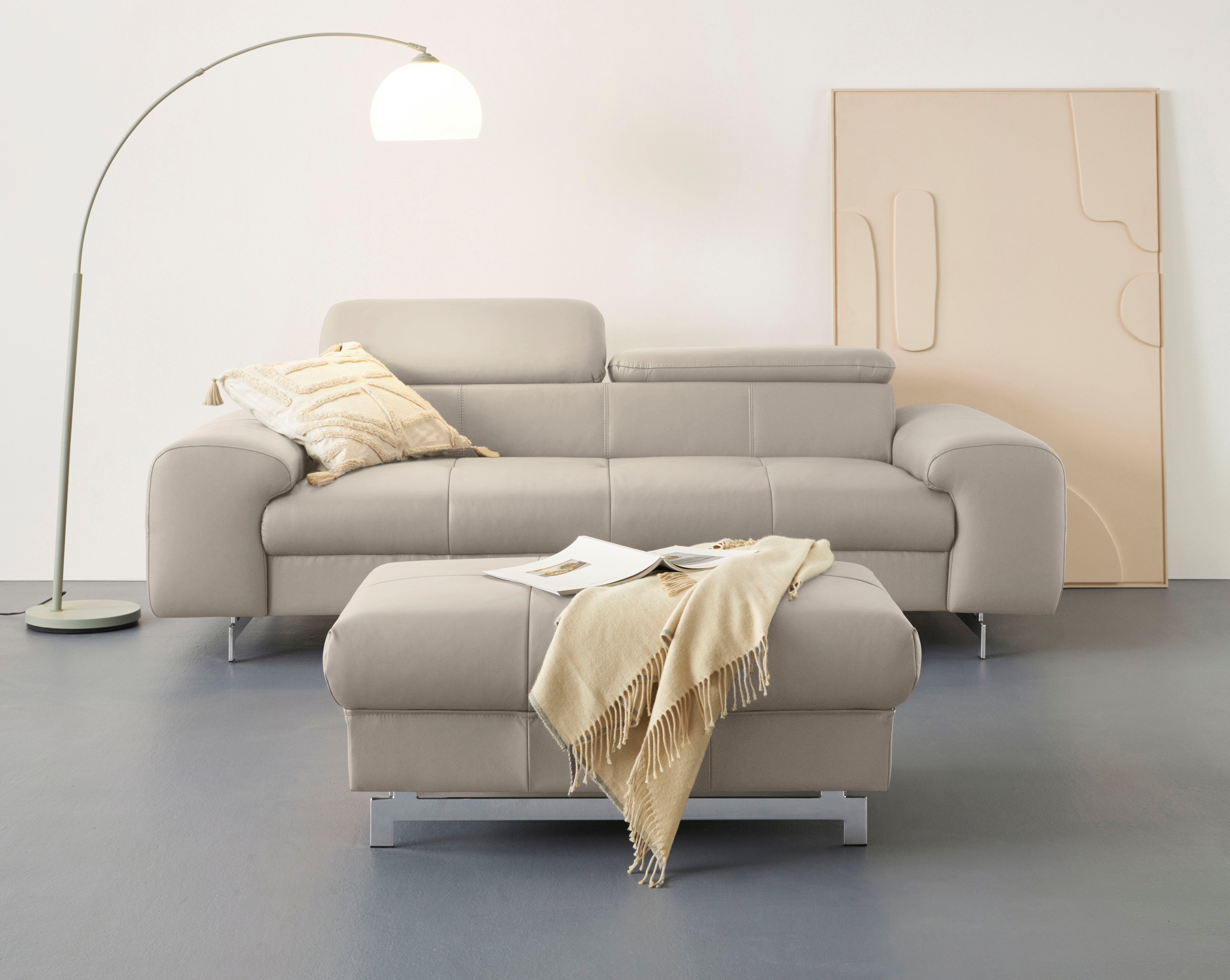 COTTA 3-Sitzer Chef, Big-Sofa mit Kopfteilverstellung, edle Metallkufen günstig online kaufen