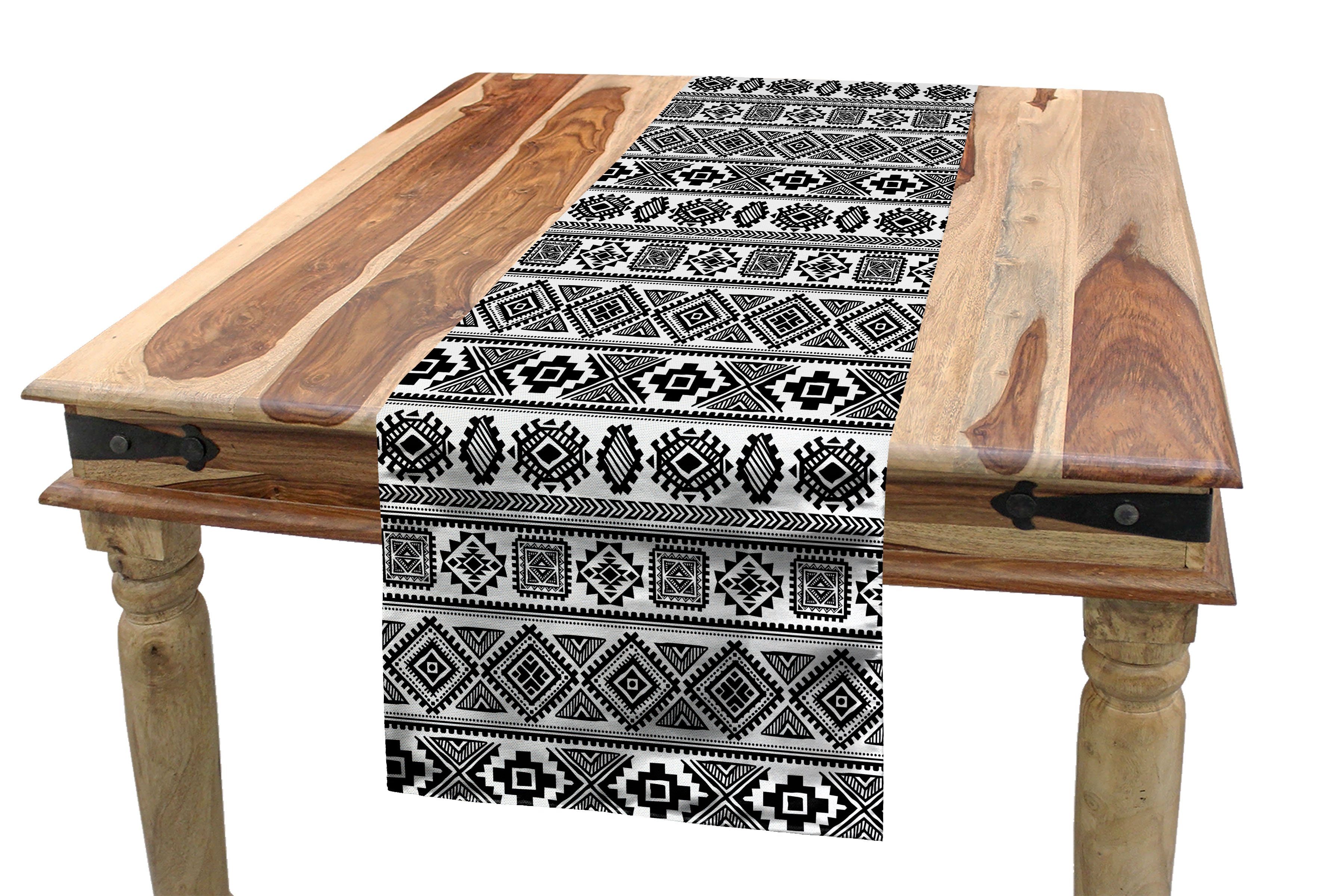 Drucken Rechteckiger Tischläufer, Küche Monochrome Mexican Abakuhaus Tischläufer Dekorativer geometrische Esszimmer