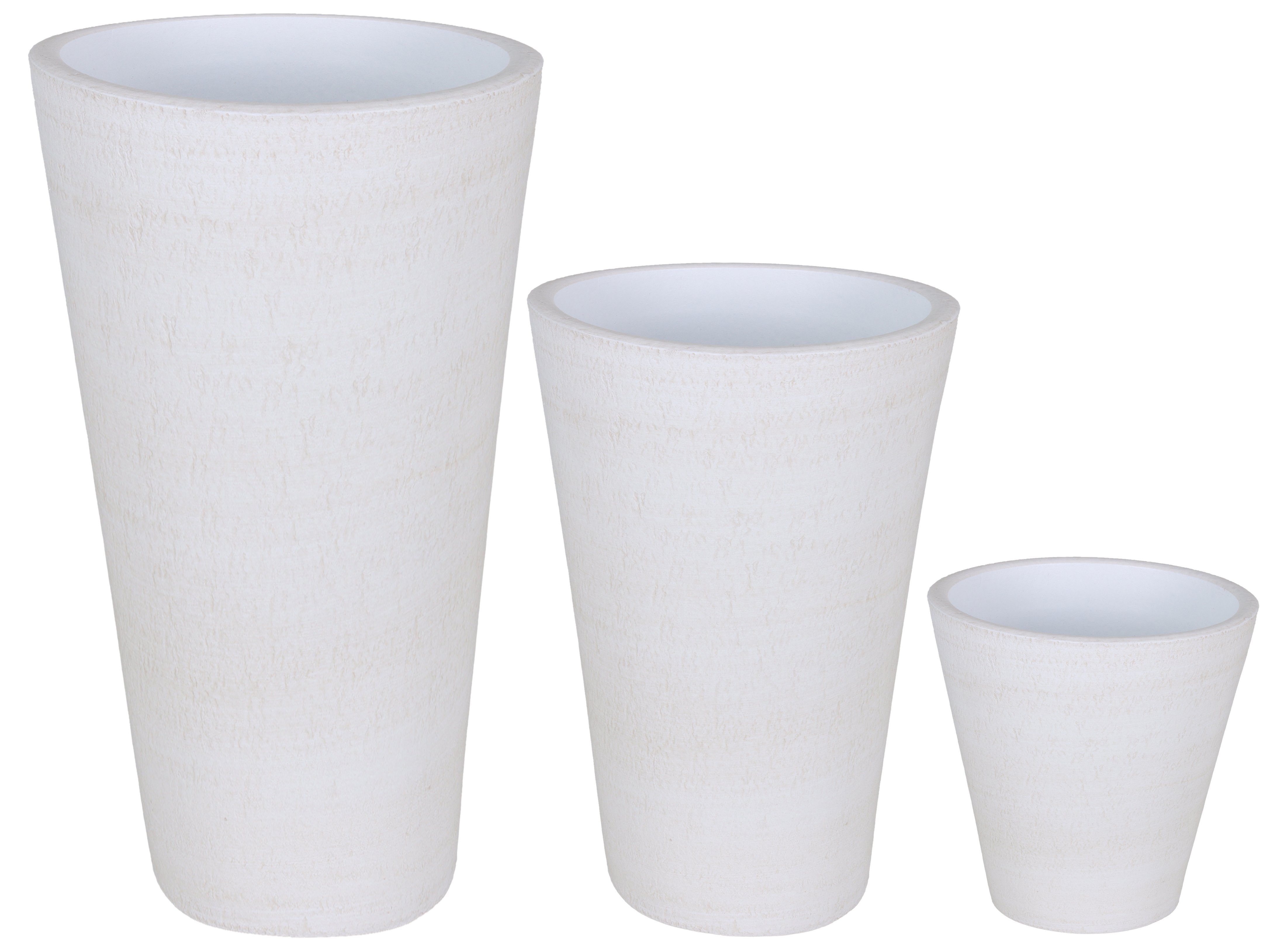 Creme tegawo konisch mit Übertopf Keramik-Vase handgemacht Strukturoptik, Lava-Conica,