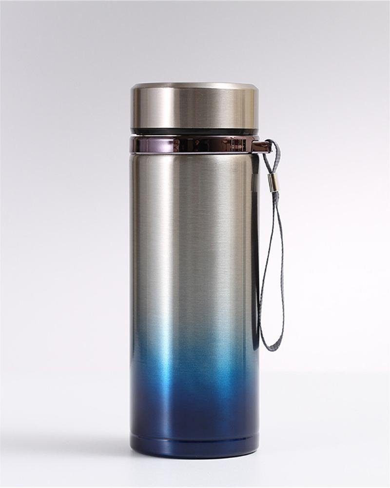 Rouemi Isolierflasche Teezubereiter Thermobecher mit Teeauslauf,Edelstahl Trinkbecher 500ml, mit doppelwandiger Isolierung Edelstahl,12h heiß/24h kalt Blau