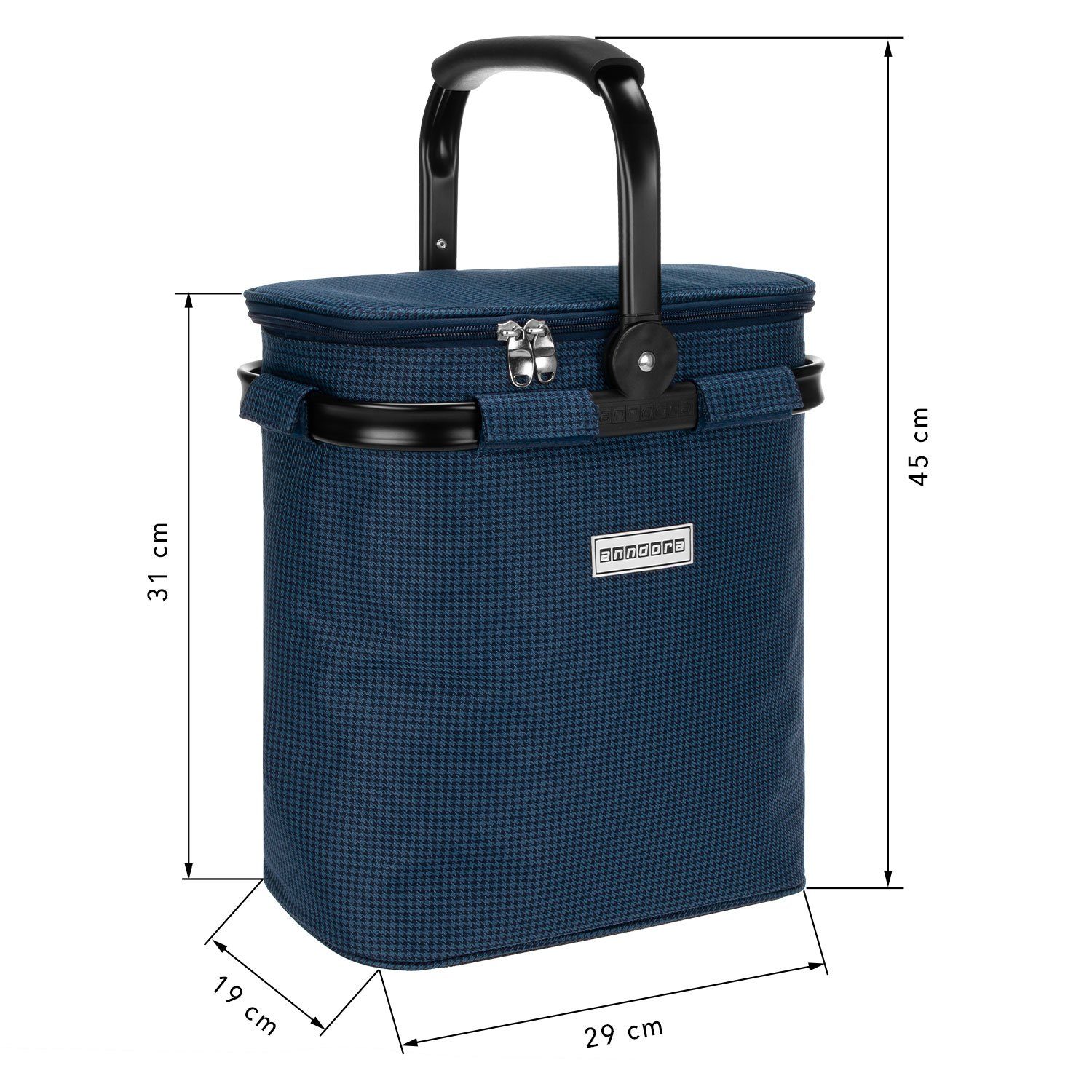 anndora Einkaufskorb Flaschenträger für 6 Flaschen mit Kühlfunktion, leicht zu reinigen - dicht schließender Deckel - stabiler Alurahmen