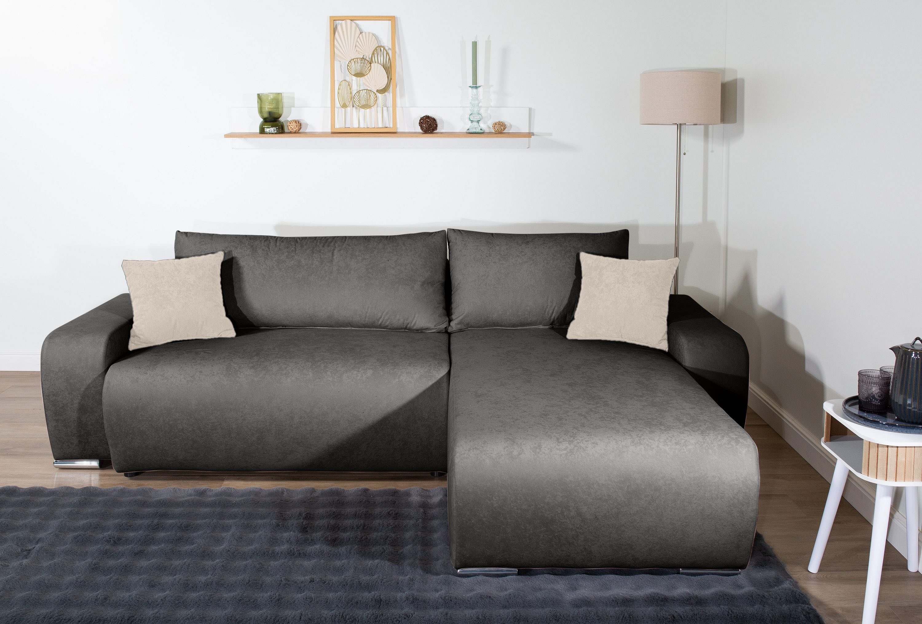 COLLECTION AB Ecksofa Pia, L-Form, Breite 237 cm, mit Schlaffunktion, inkl. Bettfunktion und Bettkasten