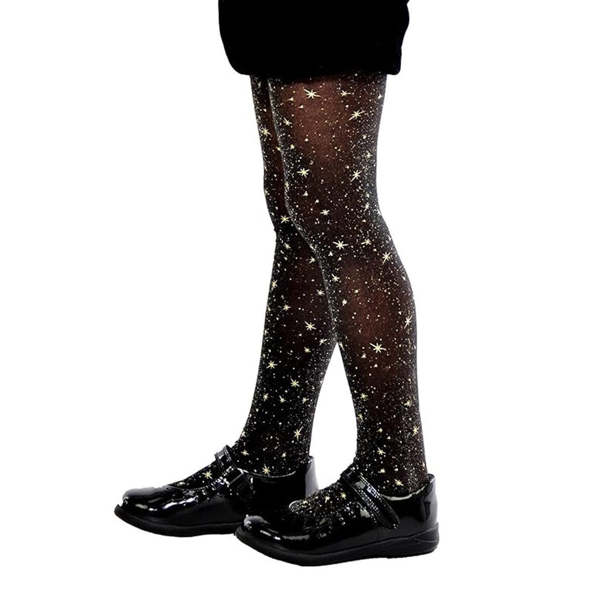 Aurellie Strümpfe Kinderstrumpfhose 20 DEN mit Sternenmuster - Glitzerstrumpfhose für Weihnachten & Feste, 20 DEN