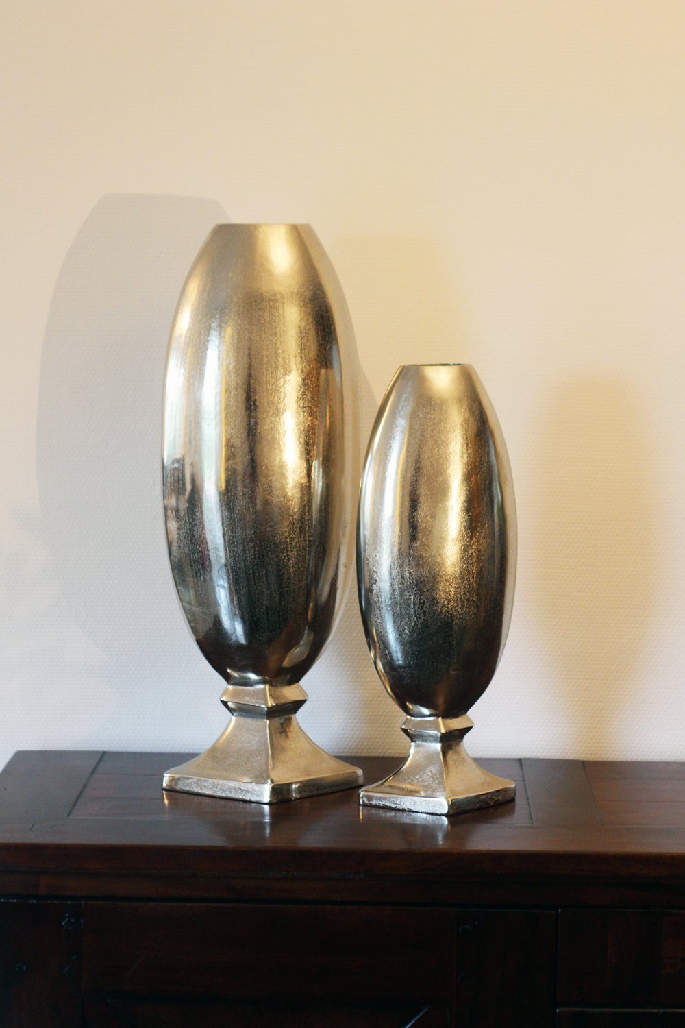 Design Vase silber edle 70 Dekovase Bodenvase Arnusa Pokal Aluminium, Edels große Metall cm