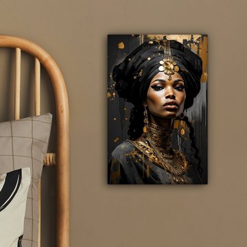 OneMillionCanvasses® Leinwandbild Frau - Gold - Schwarz - Luxus - Porträt, (1 St), Leinwandbild fertig bespannt inkl. Zackenaufhänger, Gemälde, 20x30 cm