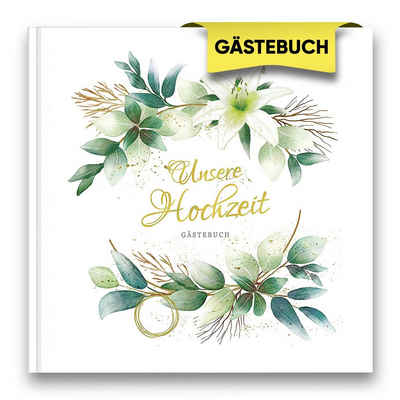 LifeDesign Notizbuch Hochzeitsbuch, Gästebuch zur Hochzeit, 21x21cm, Hardcover, stabile Fadenbindung, edles Papier