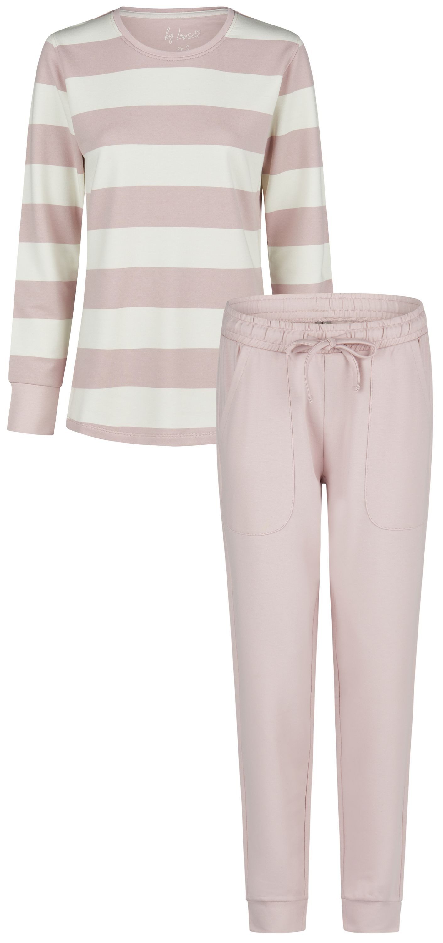 By Louise Schlafanzug Cosy Lounge (Set, 2 tlg., 2-teilig) Damen Pyjama Loungewear lang Sweater-Qualität