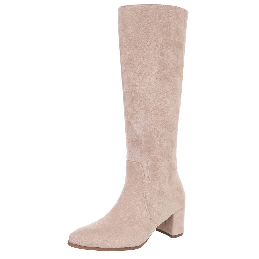 Ital-Design Eleganter Сапоги für Damen mit hohem Absatz, vielseitig einsetzbar Сапоги (90152993) Blockabsatz Сапоги in Beige