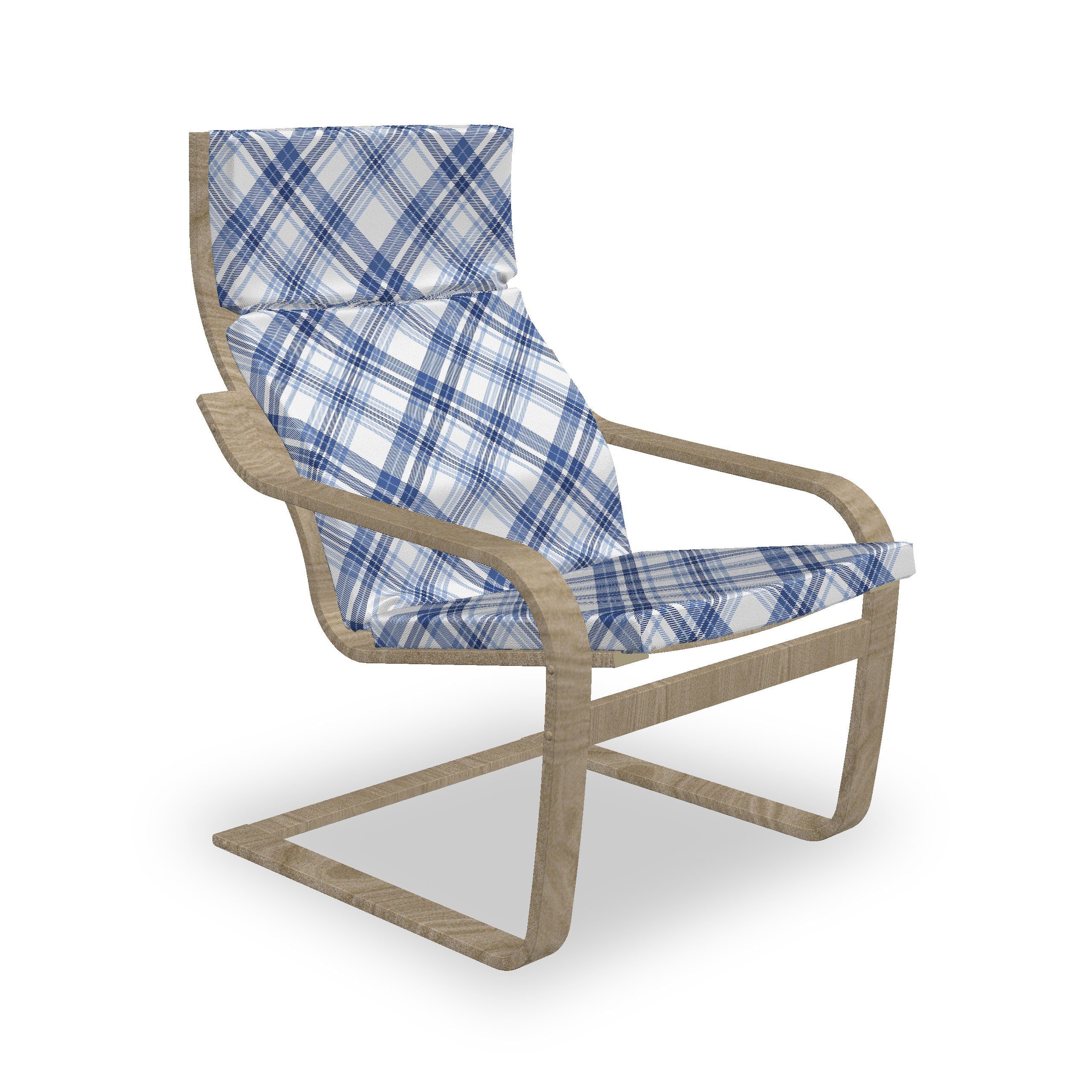 Sitzkissen mit Stuhlkissen Abakuhaus Mode mit Reißverschluss, Linien Hakenschlaufe Stuhlkissen diagonale Marine-Plaid und