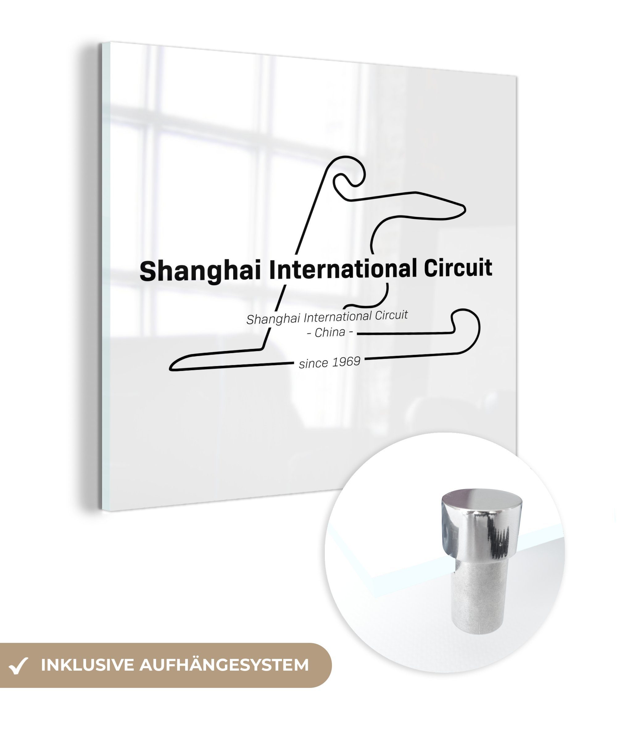 MuchoWow Acrylglasbild China - Rennstrecke - F1, (1 St), Glasbilder - Bilder auf Glas Wandbild - Foto auf Glas - Wanddekoration