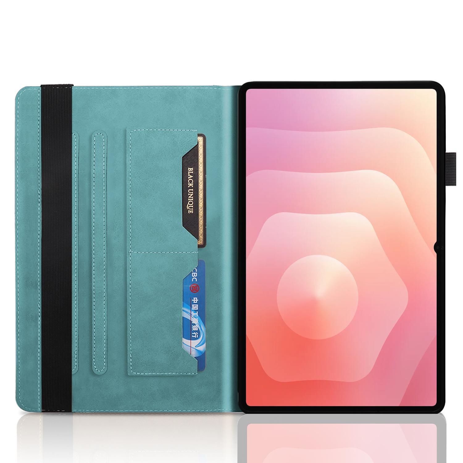 Wigento Tablet-Hülle Kunstleder für Samsung Galaxy Tab S11 Ultra Baum Design Blau, Baum Design Hülle mit Standfunktion und Kratzschutz