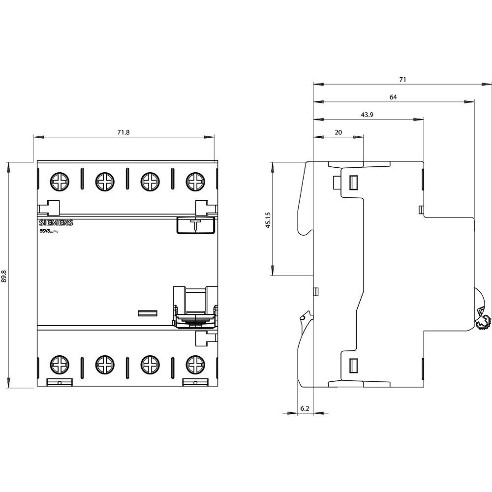 SIEMENS Sicherheitsrelais Siemens 5SV33446KL FI-Schutzschalter A 4polig 40 A 0.03 A 400 V