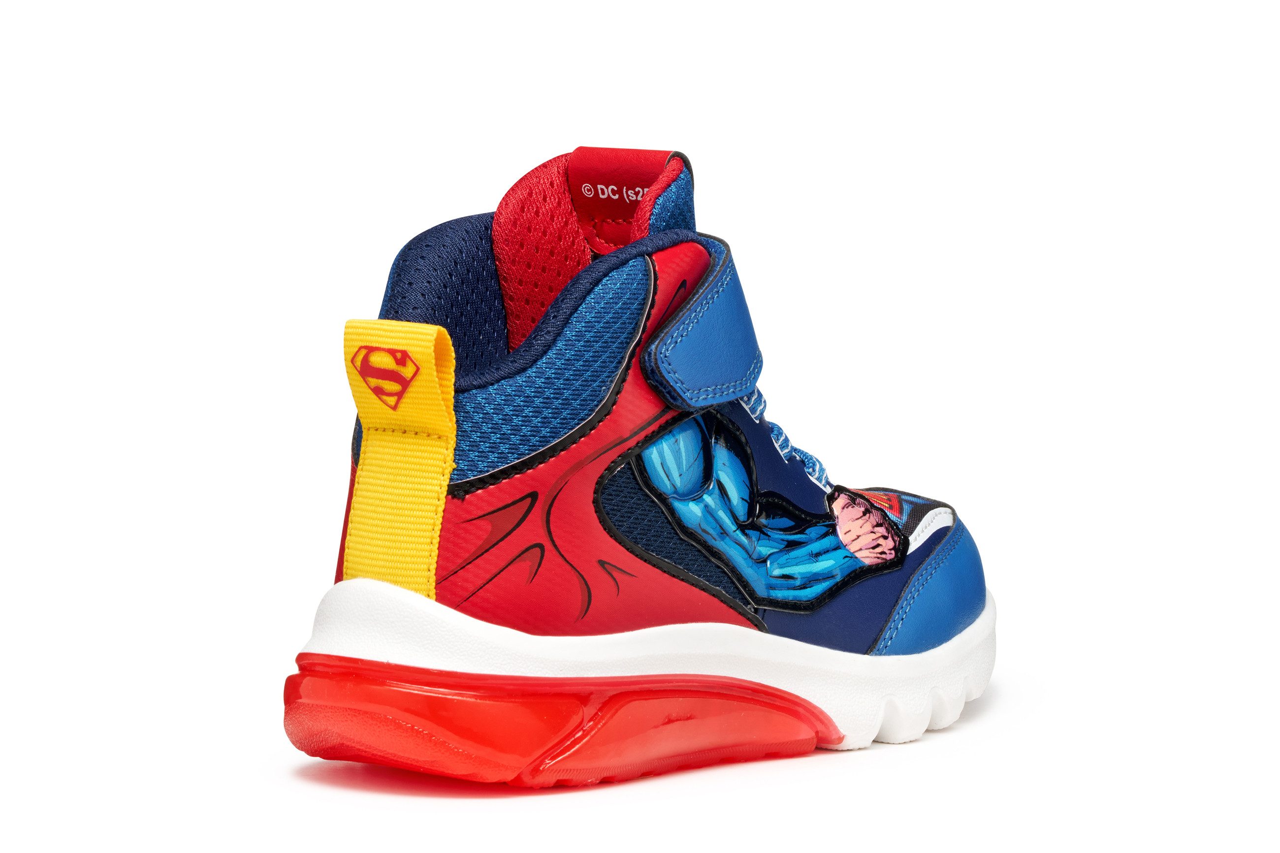Geox J CIBERDRON BOY Superman Blinkschuh Sneaker Schnürboots, Blinkschuh mit cooler Blinkfunktion
