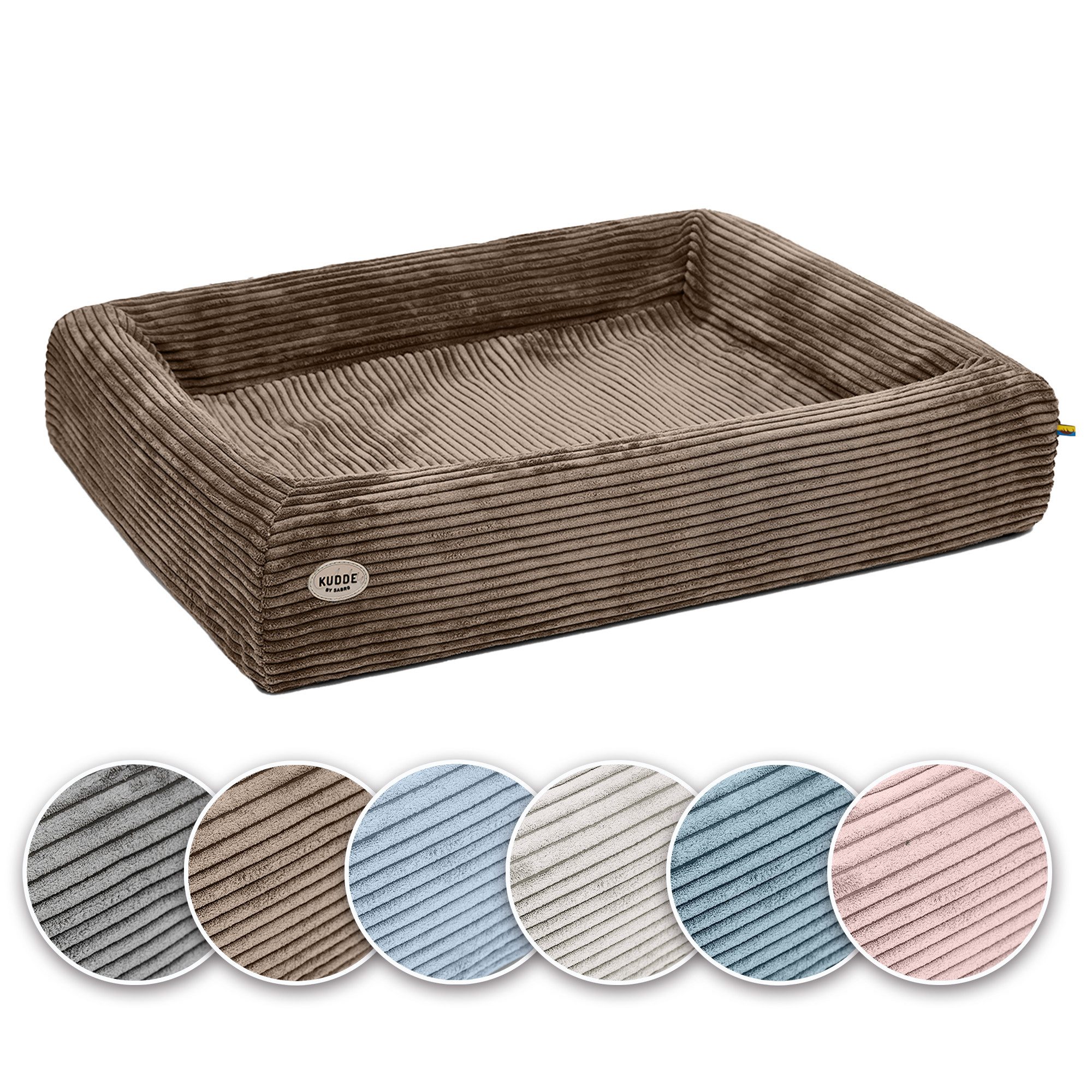 SABRO Hundekorb KUDDE Orthopädisch - Waschbar & Wasserabweisend - Ergonomisch aus, Cord, Premium Hundebett mit wechselbarem Bezug für jede Hundegröße