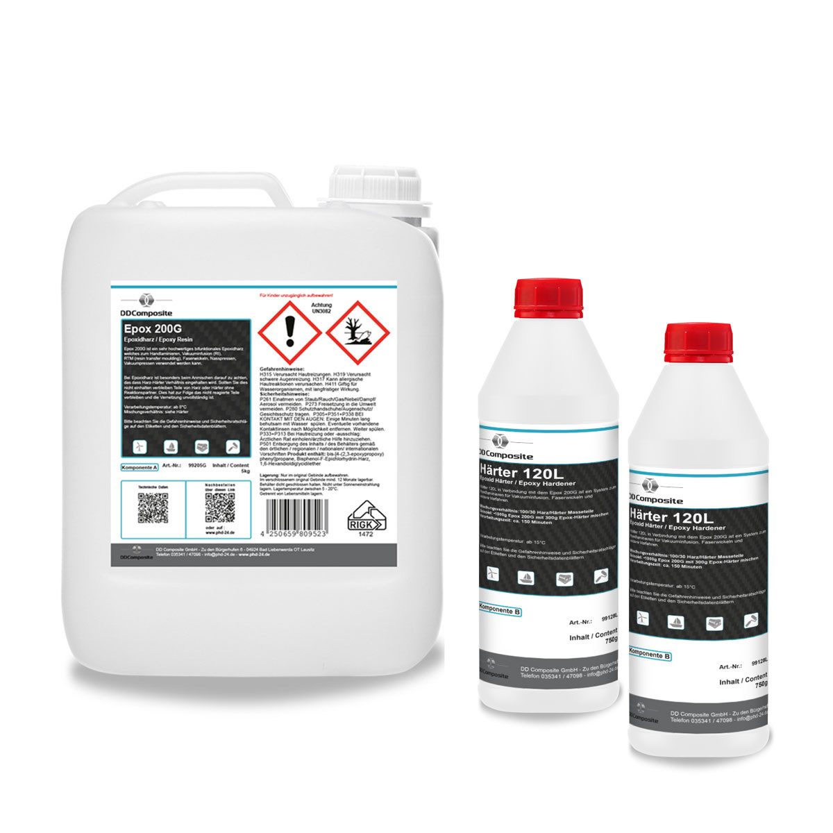 DD Composite Epoxidharz 5kg Epox 200G + 1,5kg Härter 120L (2-St), sehr niedrige Viskosität