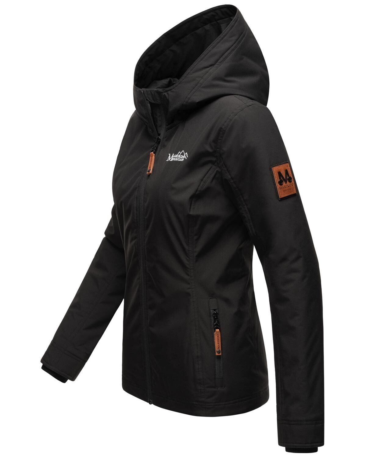 Marikoo Outdoorjacke Brombeere sportliche Übergangsjacke mit Kapuze, Zwei  seitliche Eingriffstaschen mit Reißverschluss