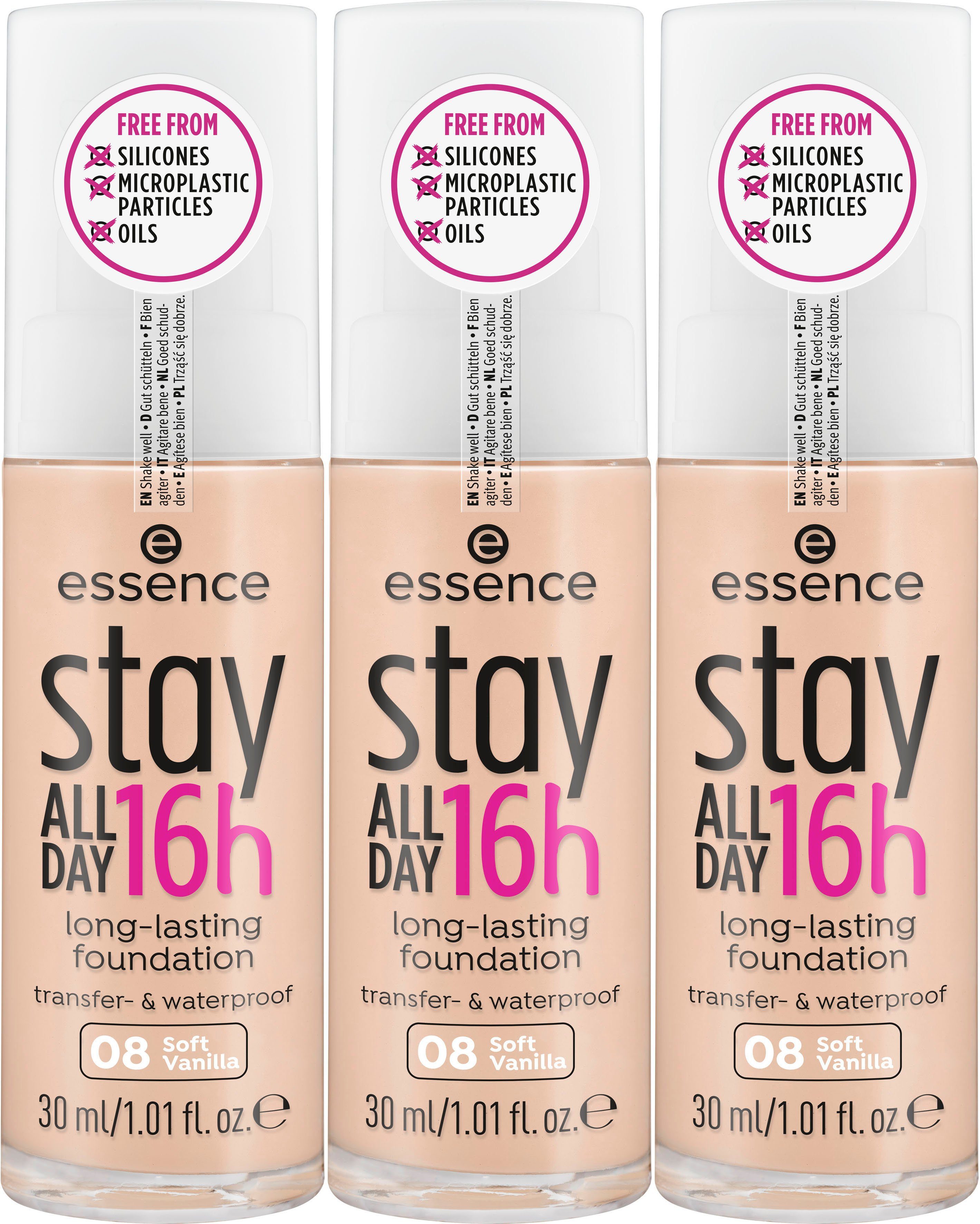 Günstiger Versandratgeber Essence Foundation stay ALL Vanilla Soft DAY long-lasting, 3-tlg. 16h