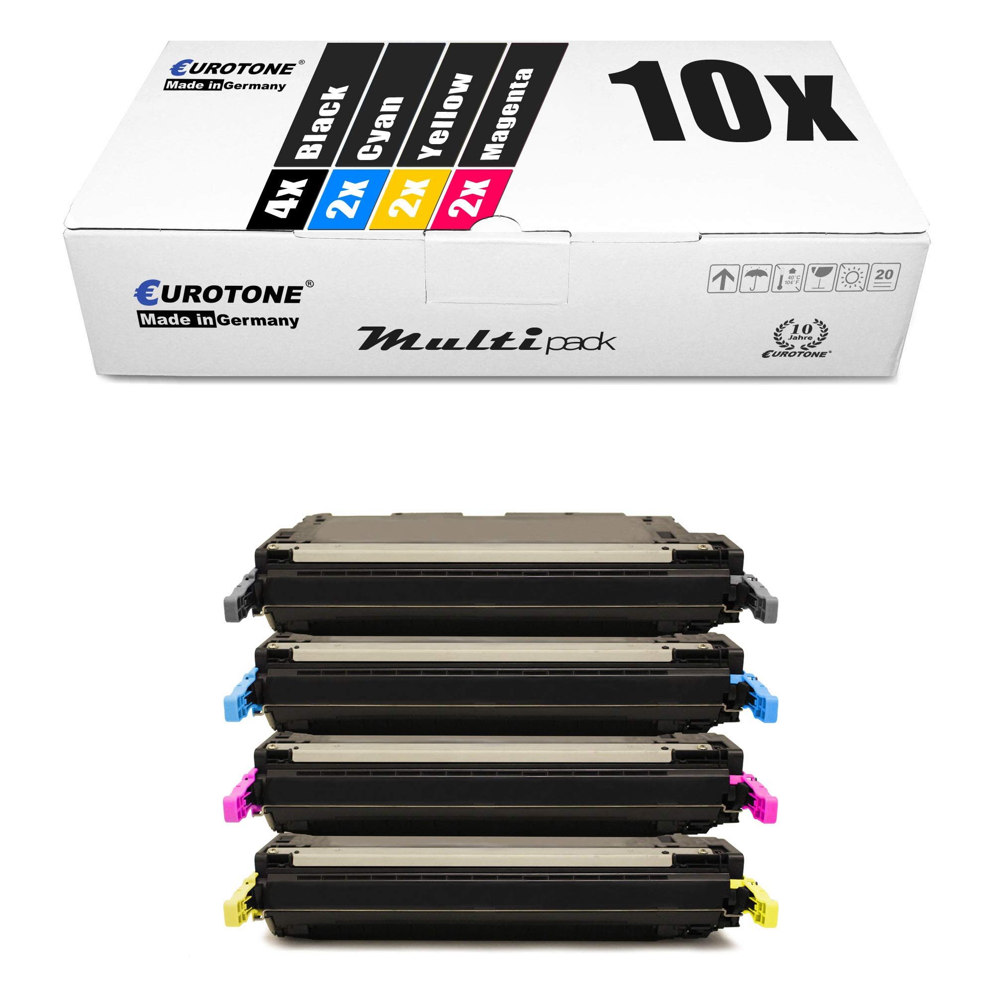 Eurotone Tonerkartusche Q5950A, Q5951A, Q5952A, Q5953A, (Multipack, 10-St., 10-teiliges Set), Kompatibel, sofort einsatzbereit