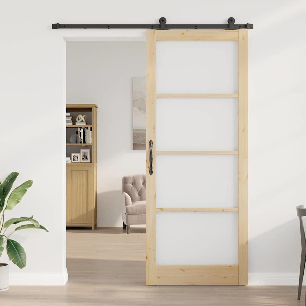 vidaXL Haustür Schiebetür ORKDAL Natürlich und Schwarz 93 x 232 cm (1-St)