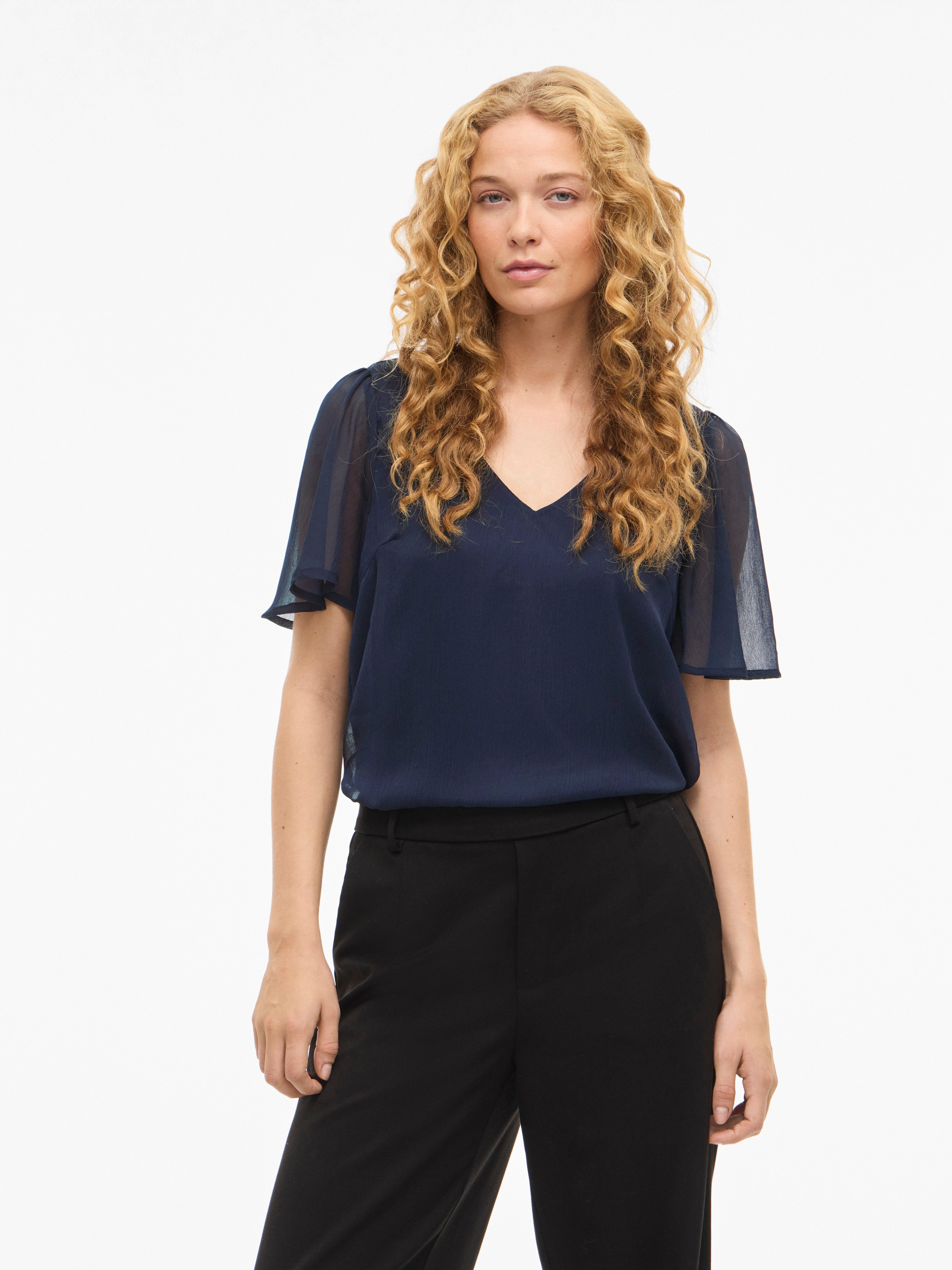 Vila T-Shirt VIFALIA V-NECK S/S TOP - NOOS günstig online kaufen