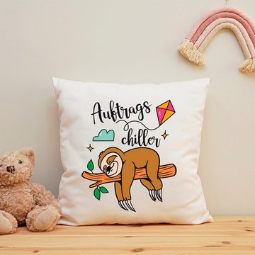 GRAVURZEILE Zierkissen mit Spruch - Auftrags Chiller - Lustiges Geschenk -, starke Farben ohne verblassen, Maschinenwäsche geeignet - ohne Füllung