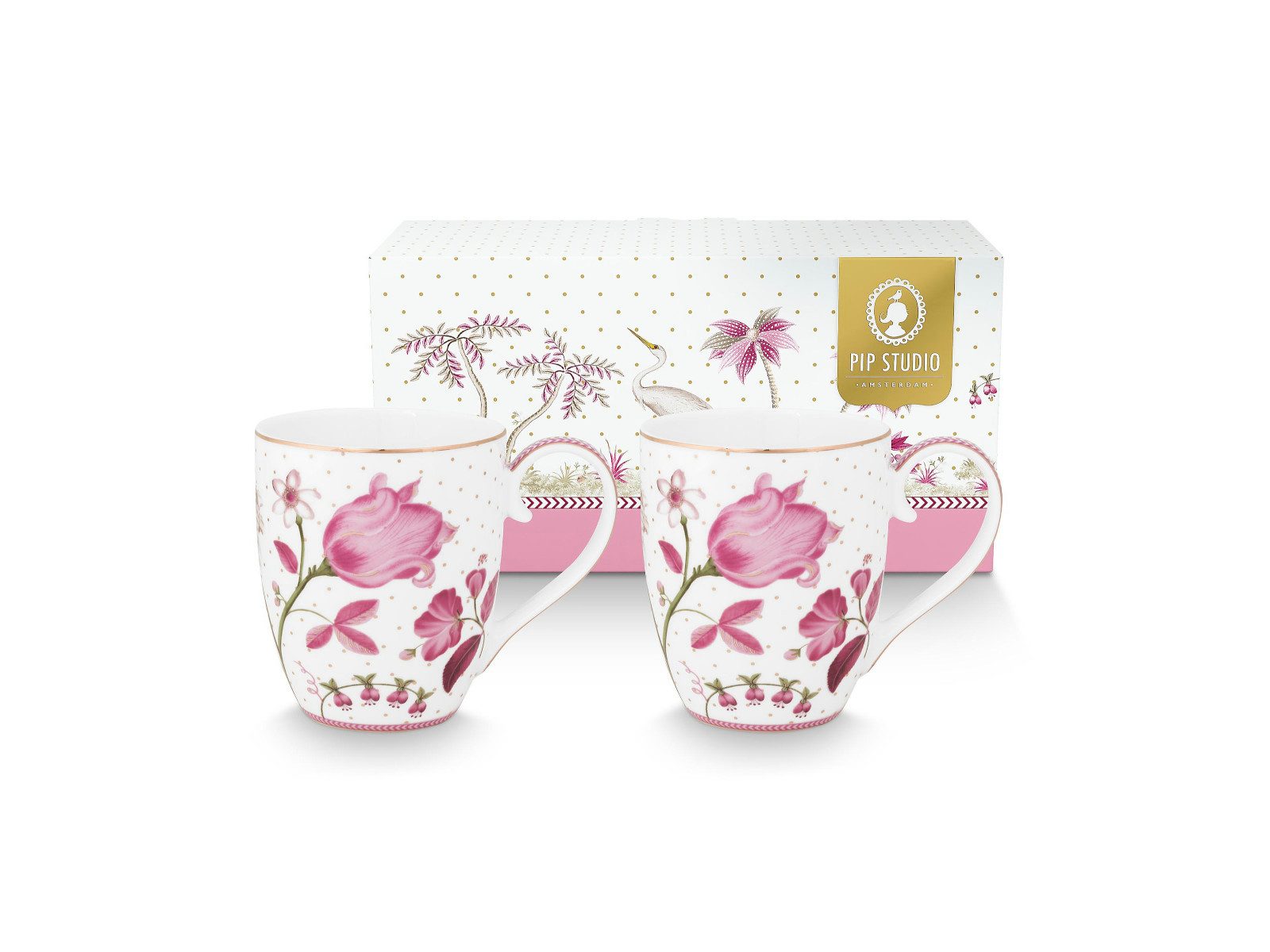 PiP Studio Becher Jolie Tulip Pink Becher 450ml XL Set2, Porzellan