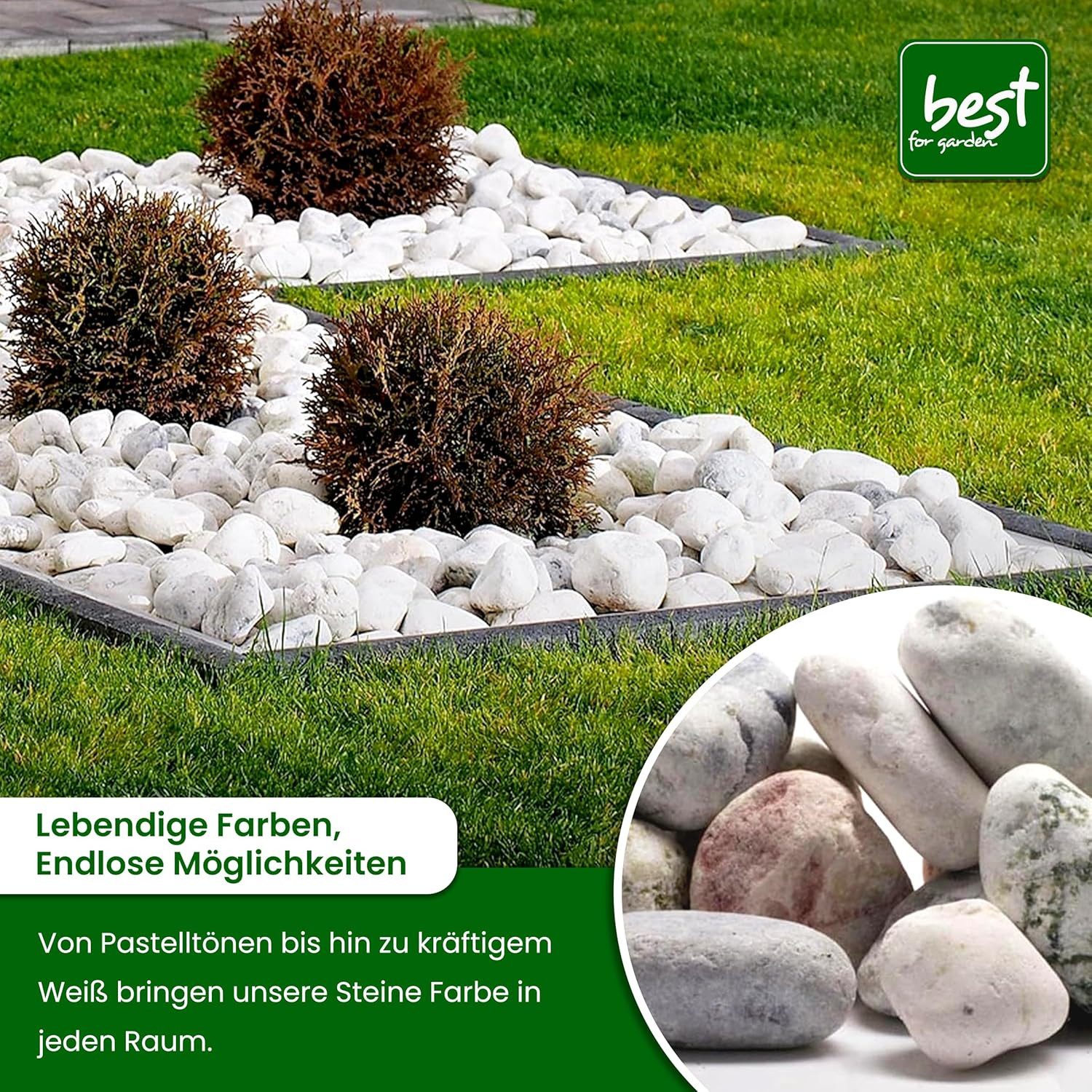 Best for Garden Kieselsteine Kieselsteine ​​Dolomitsteine ​​– Natürlich, Umweltfreundlich 5-20 mm, (Zierkies 25–1000 kg Gartenkies Splitt Rheinkies Zen Dekosteine)