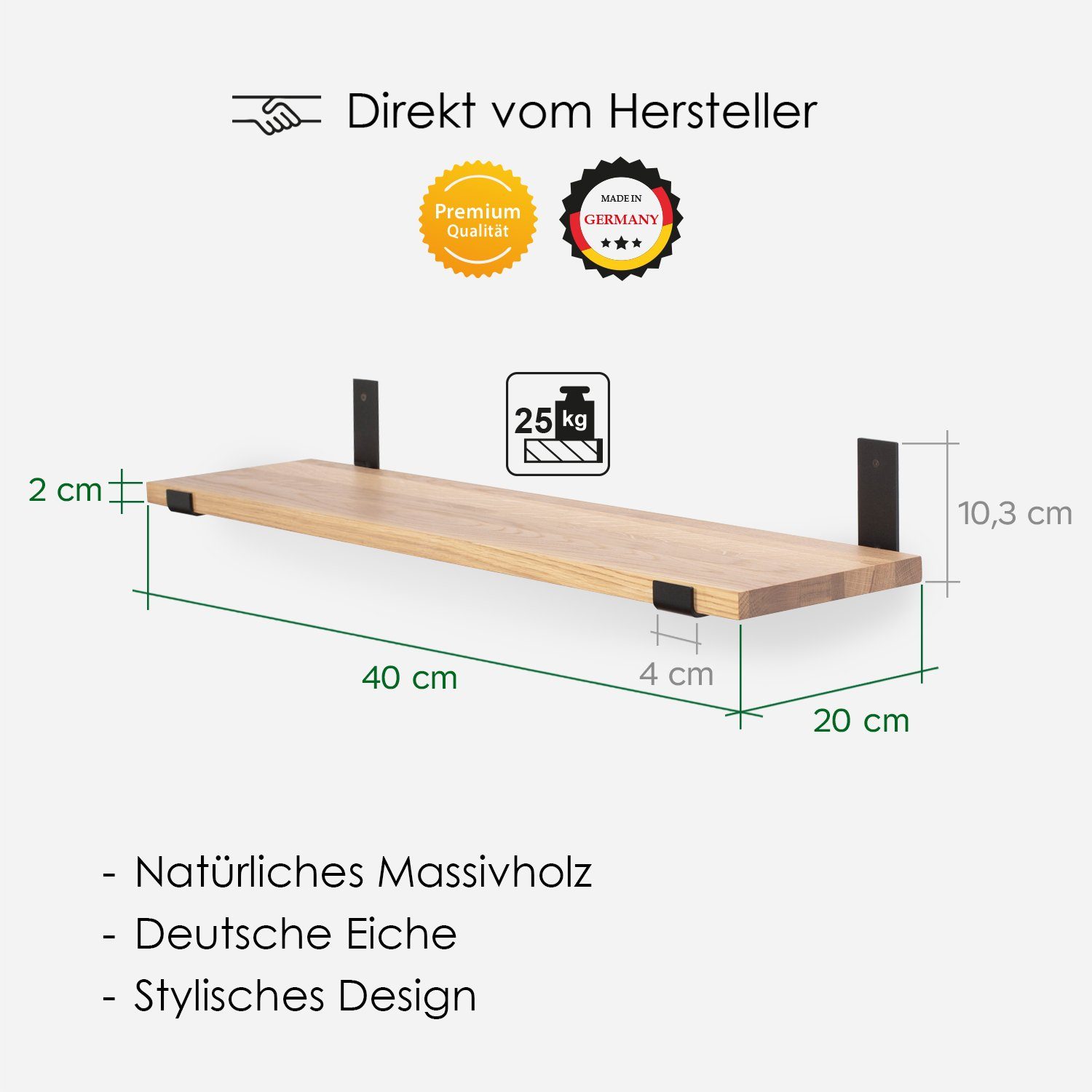 Rikmani Wandregal DOK Schweberegal Eiche schwarz günstig online kaufen