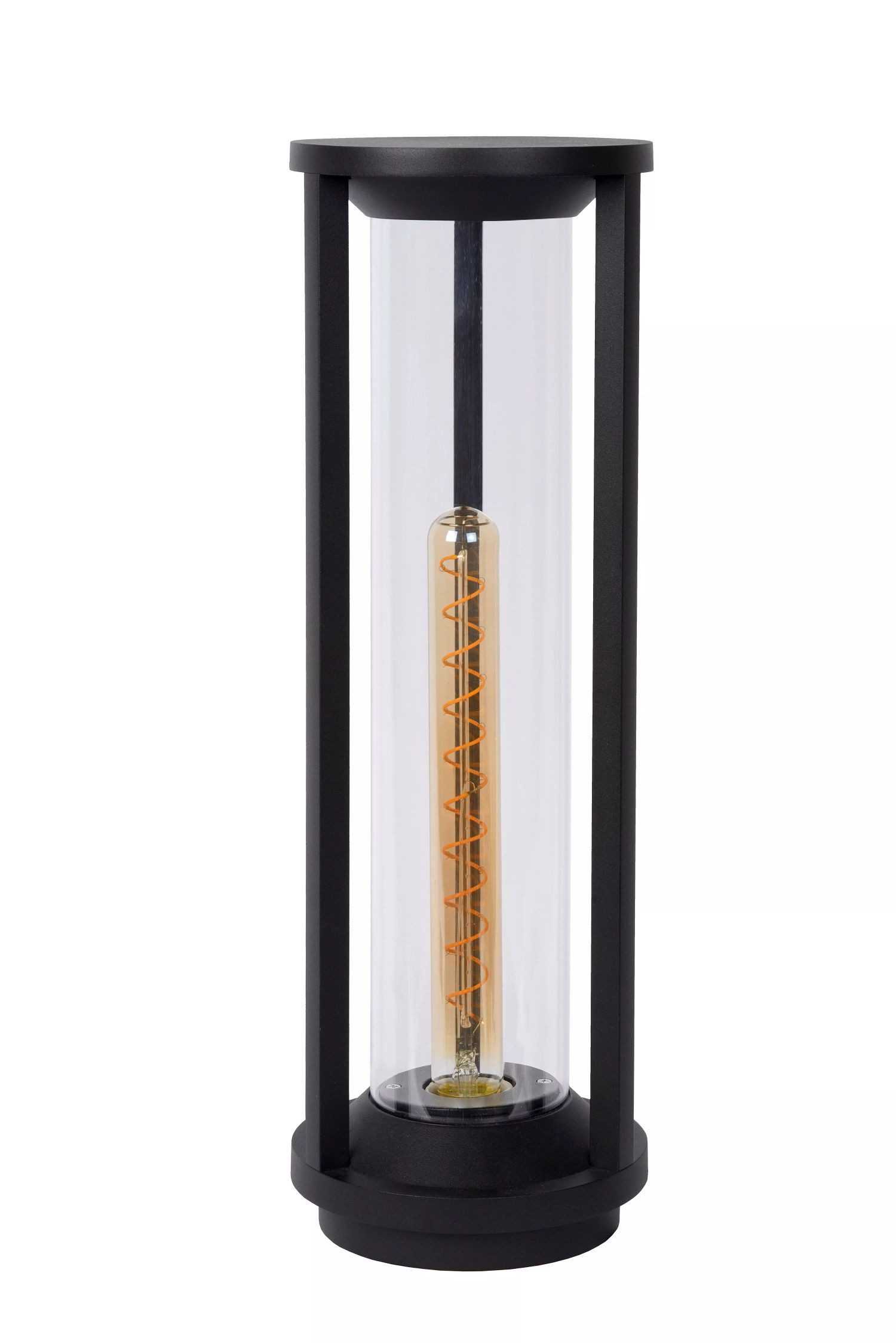 Licht-Erlebnisse Sockelleuchte EZRA, ohne Leuchtmittel, Aluminium E27 IP65 50 cm Schwarz rund