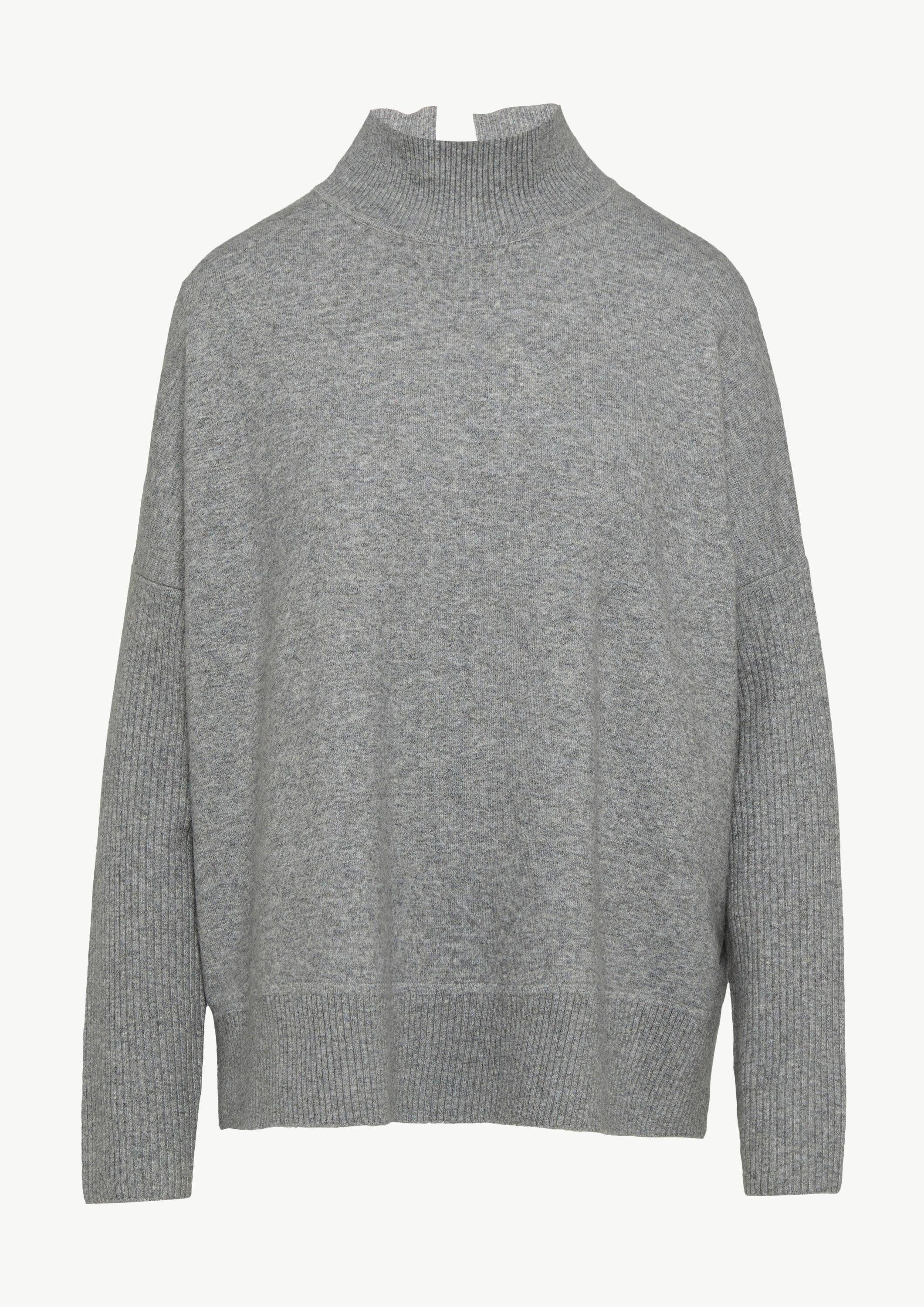 comma Longpullover Strickpullover Strickpullover mit Stehkragen und Rippdetail