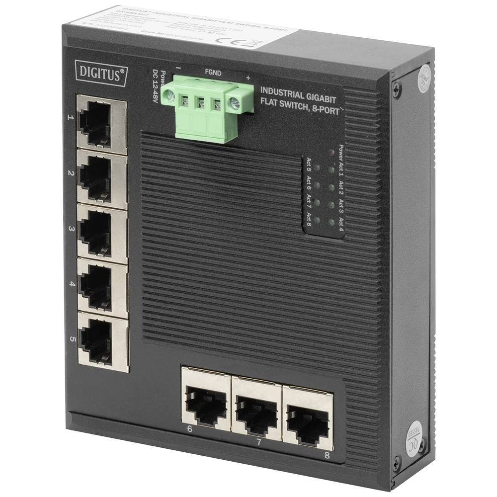 Industrial 8-Port Gigabit Flat Switch DIN rail, Netzwerk-Switch