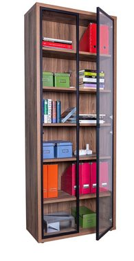 Composad Aktenschrank DAVINCI, mit 2 Glastüren und 6 Fächern, verstellbare Böden, Höhe 217,5 cm, 100% recyceltes Holz, Made in Italy