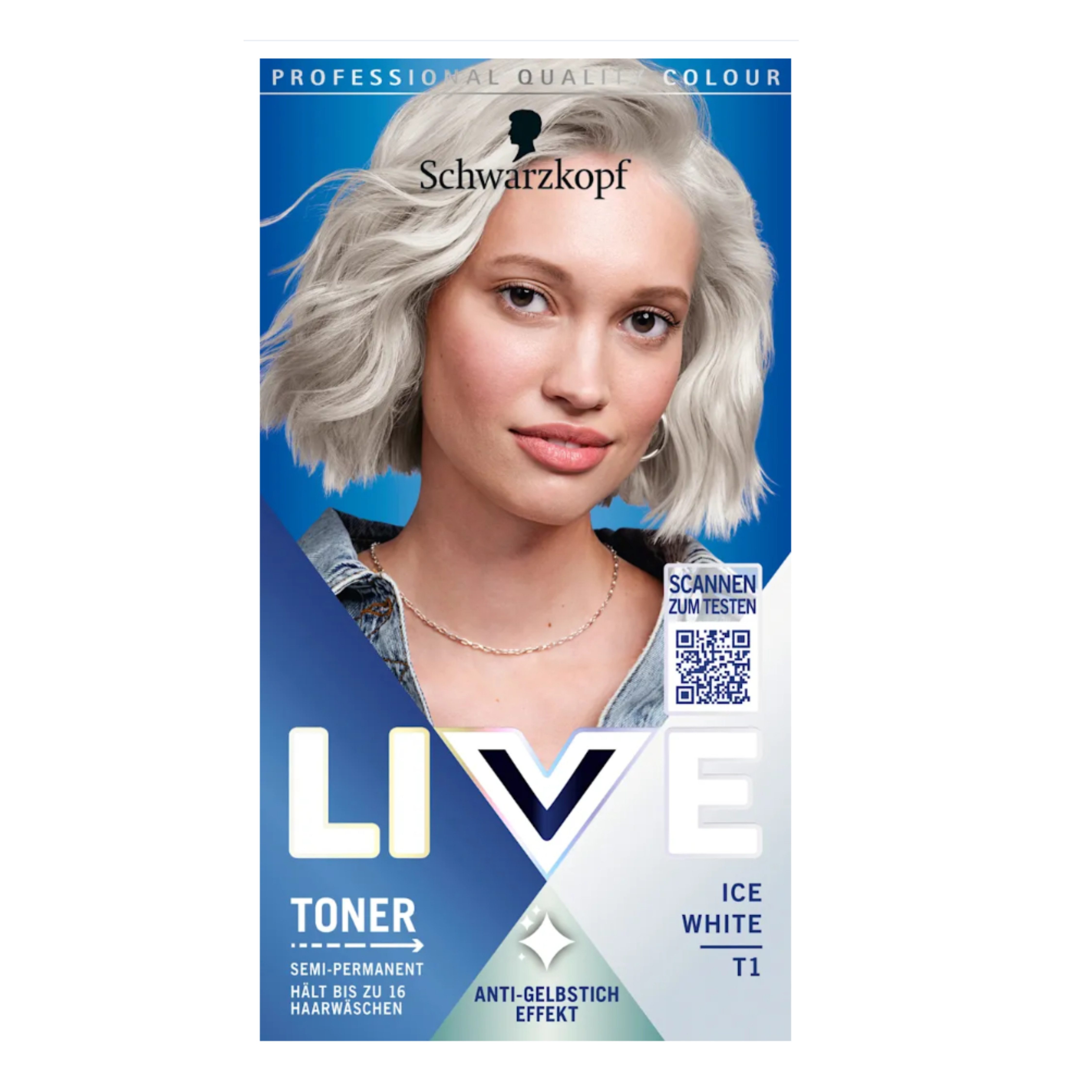 Schwarzkopf Haarfarbe LIVE Blonde Perfector Toner T1 Ice White, Set, Anti-Gelbstich
