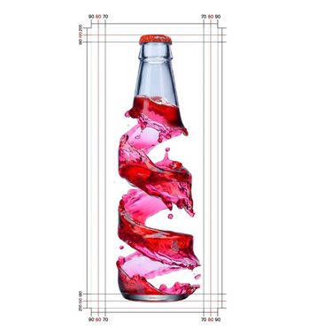 Wallario Duschrückwand Flasche mit roter Brause - Wirbelsturm, (1-tlg)