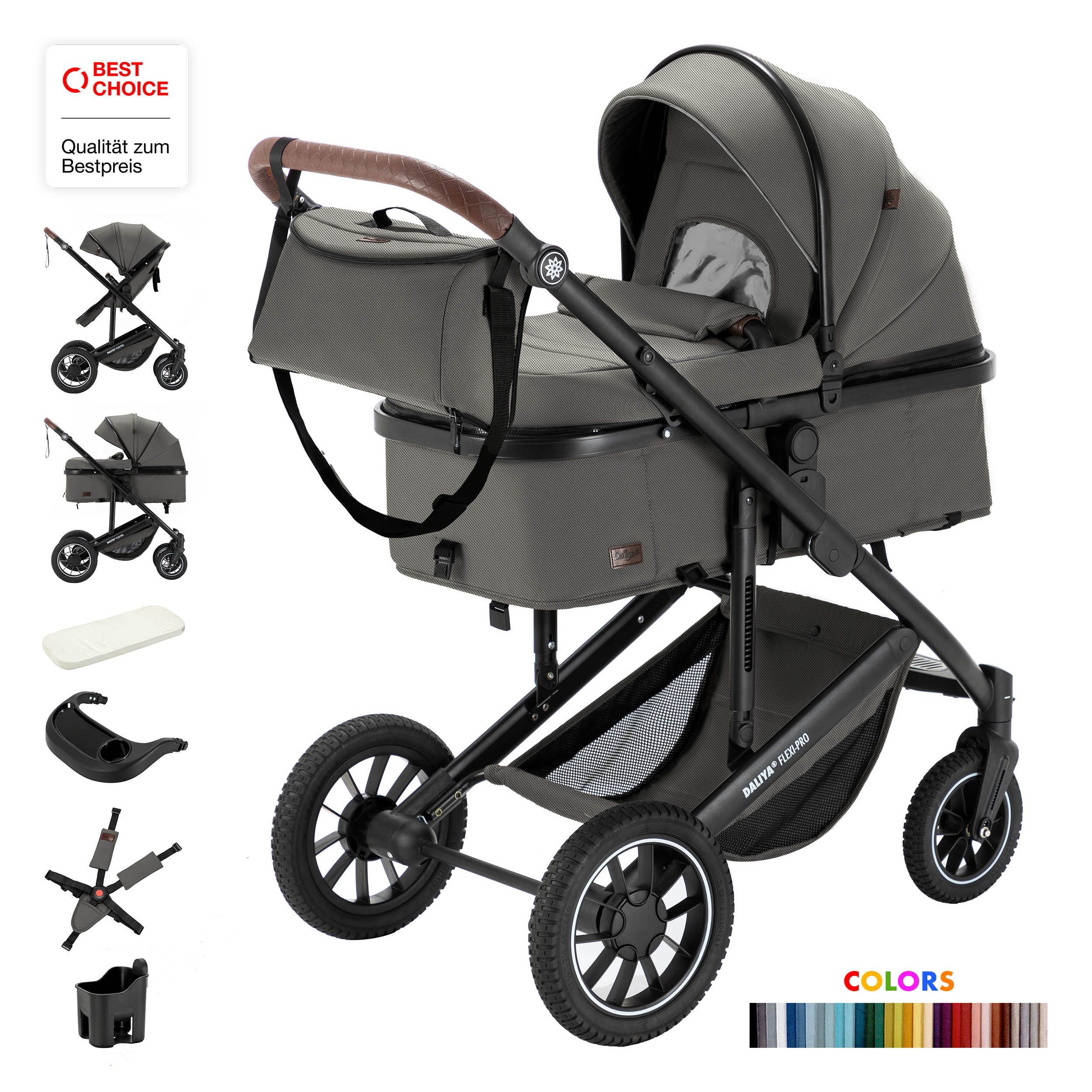 Kombi-Kinderwagen FLEXI-PRO M 2in1 Kinderwagen & Buggy, Reisekinderwagen, XXL Set