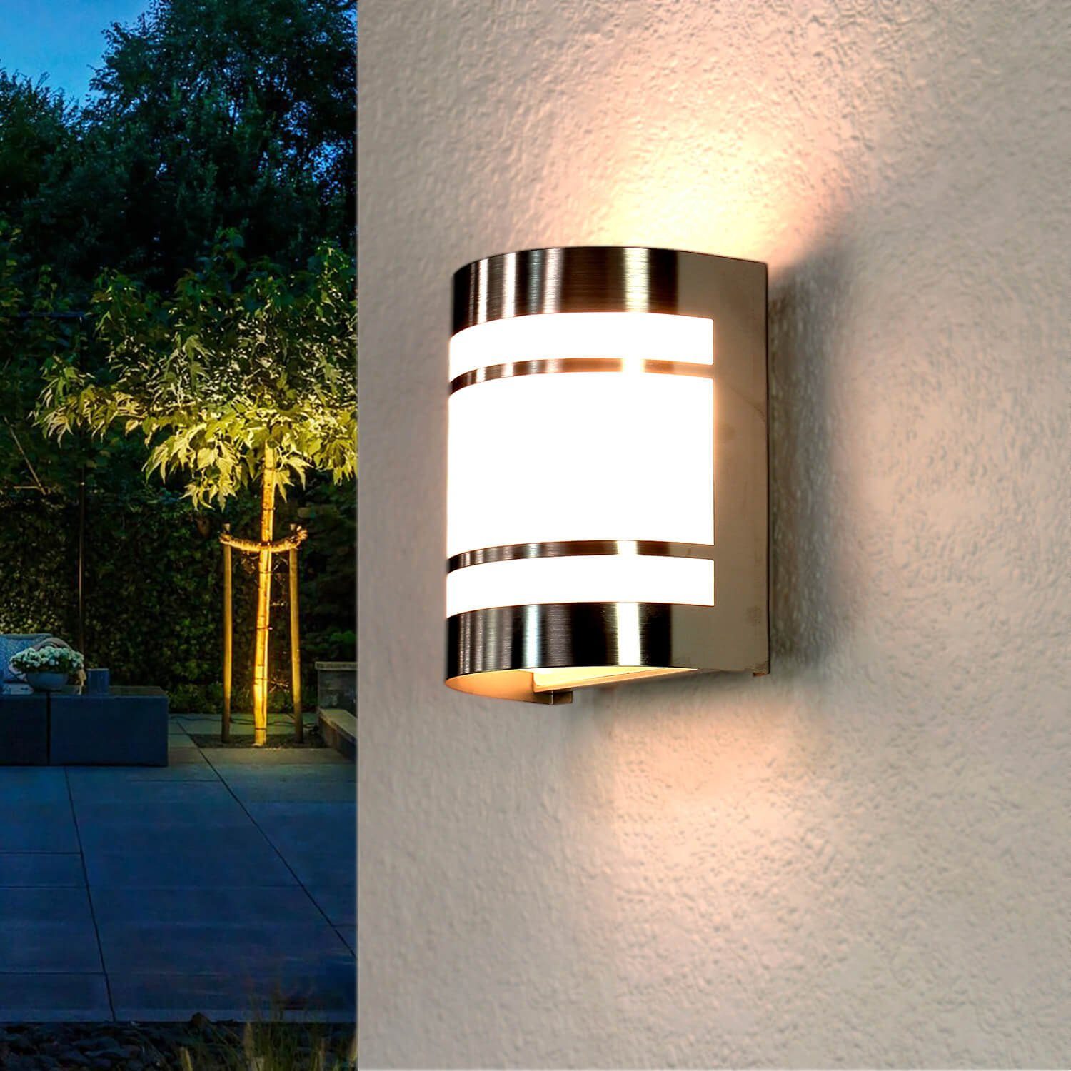 LichtErlebnisse AußenWandleuchte »OSLO«, Außenwandlampe Edelstahl
